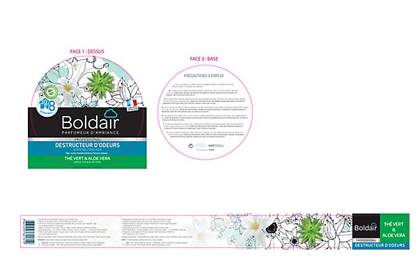Destructeur d'odeurs Boldair gel thé vert et aloe vera 300g