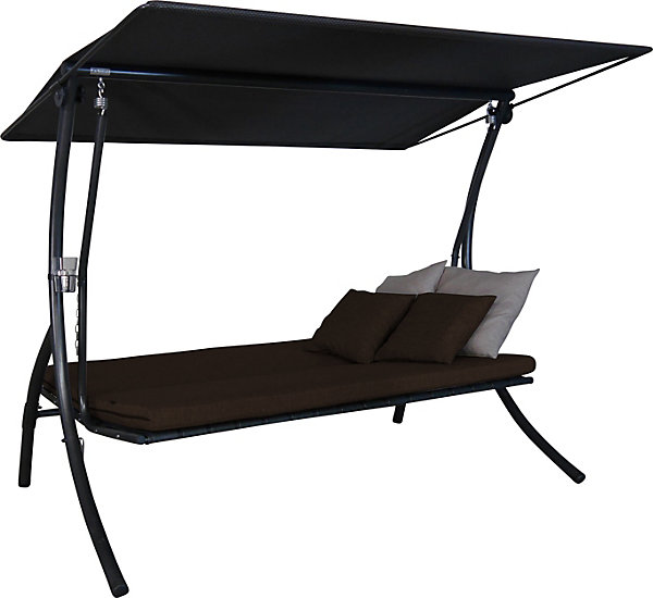 balancelle Motion Smart - balancelle de jardin pour s'asseoir, s'allonger et se détendre, avec fonction lit, marron