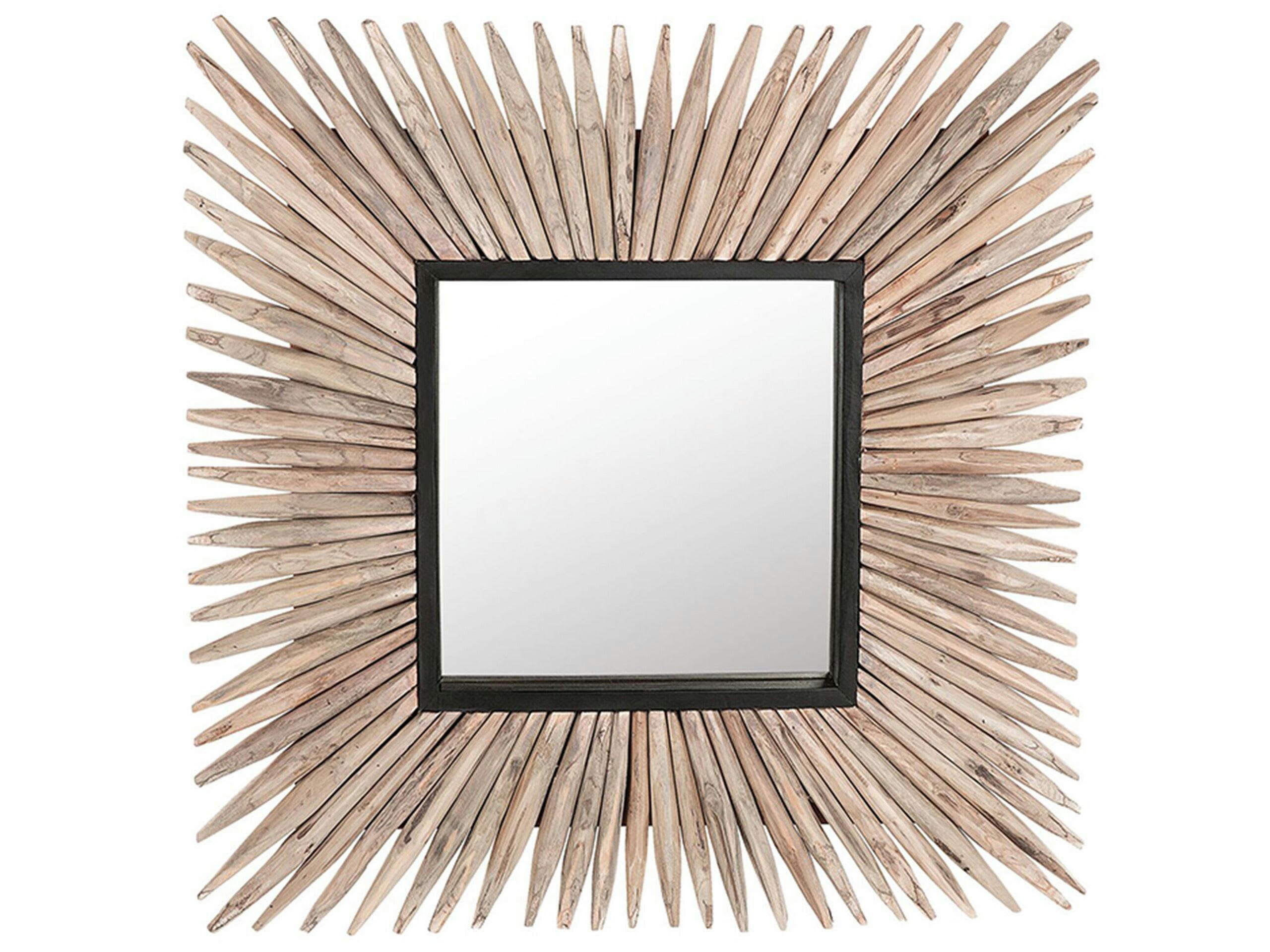 SASABE - Miroir en bois solide bois clair 64x64