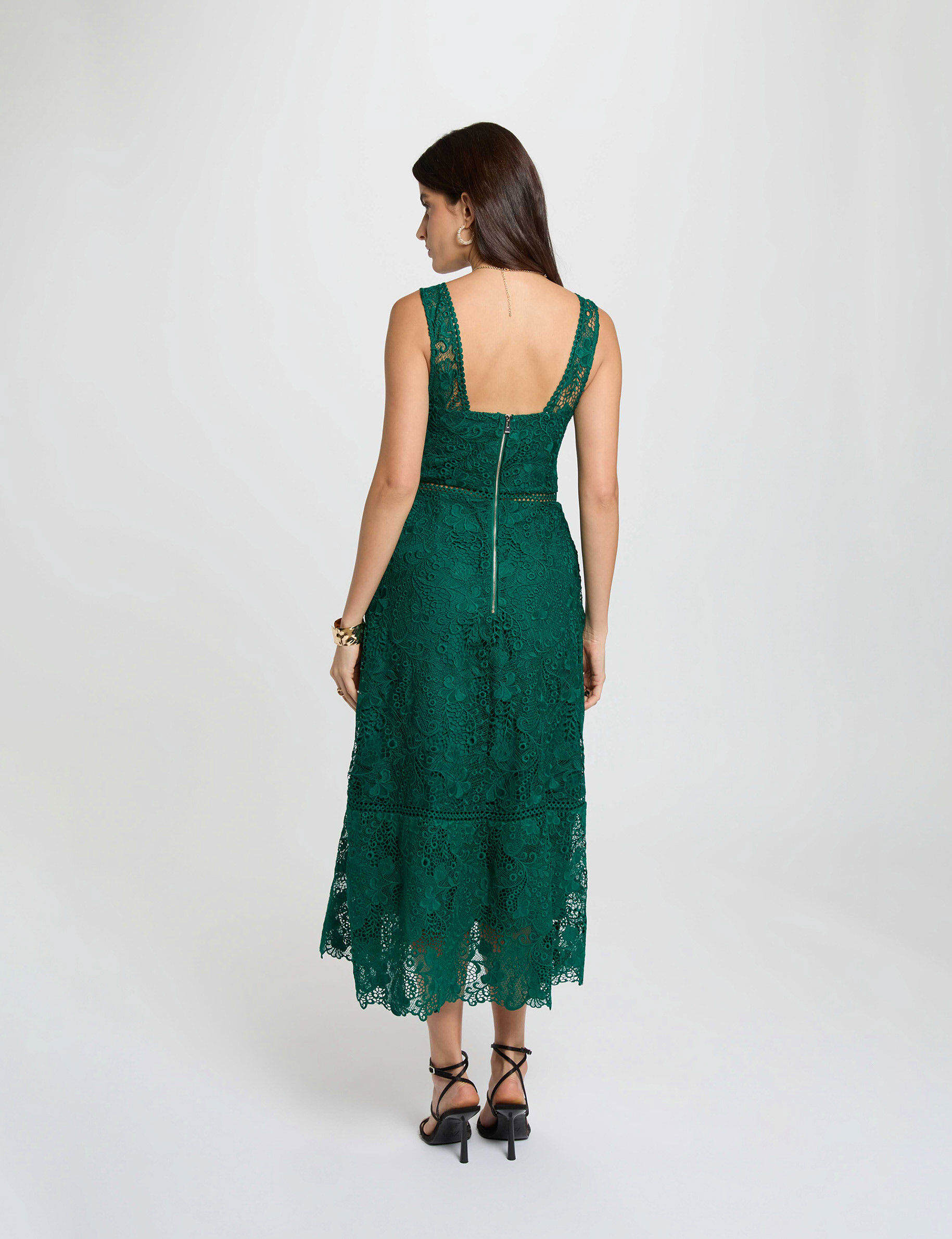 Long Lace Dress Green Women