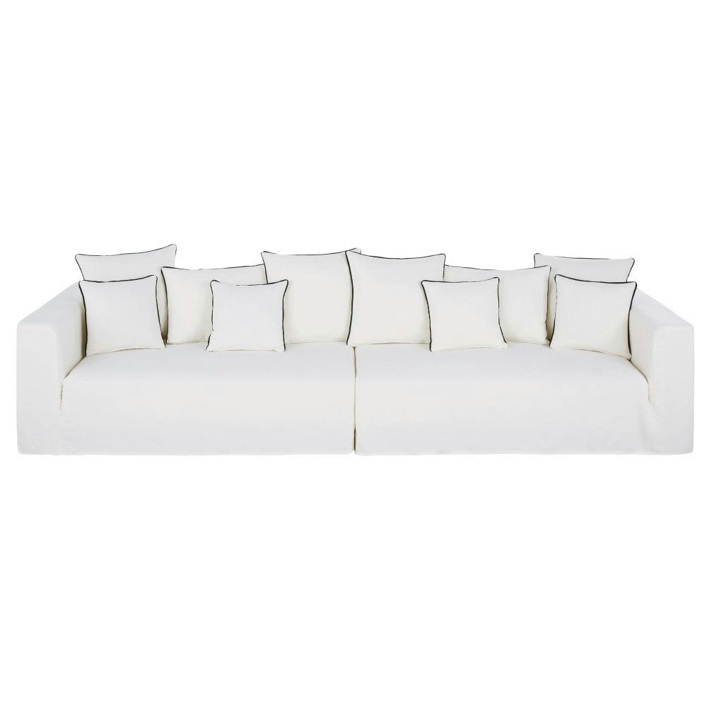 Gipsy - Canapé 4/5 places en lin supérieur blanc