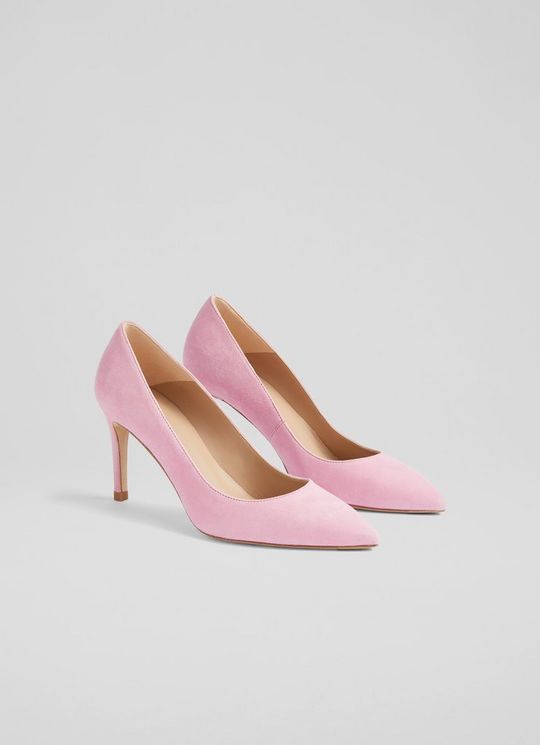 Classic Floret Pink Suede Pointed Toe Courts