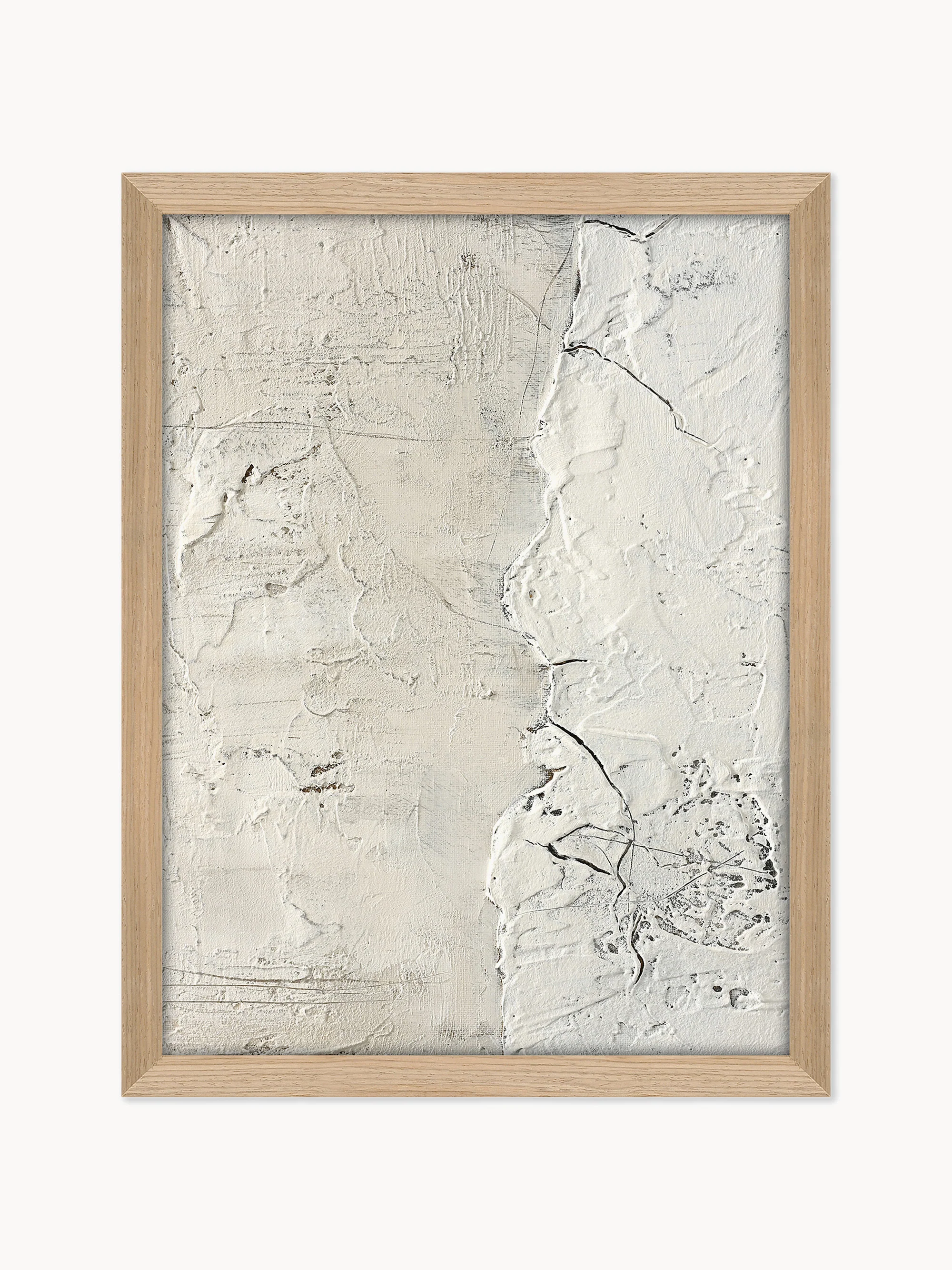Handbemalter, gerahmter Leinwanddruck White Surface