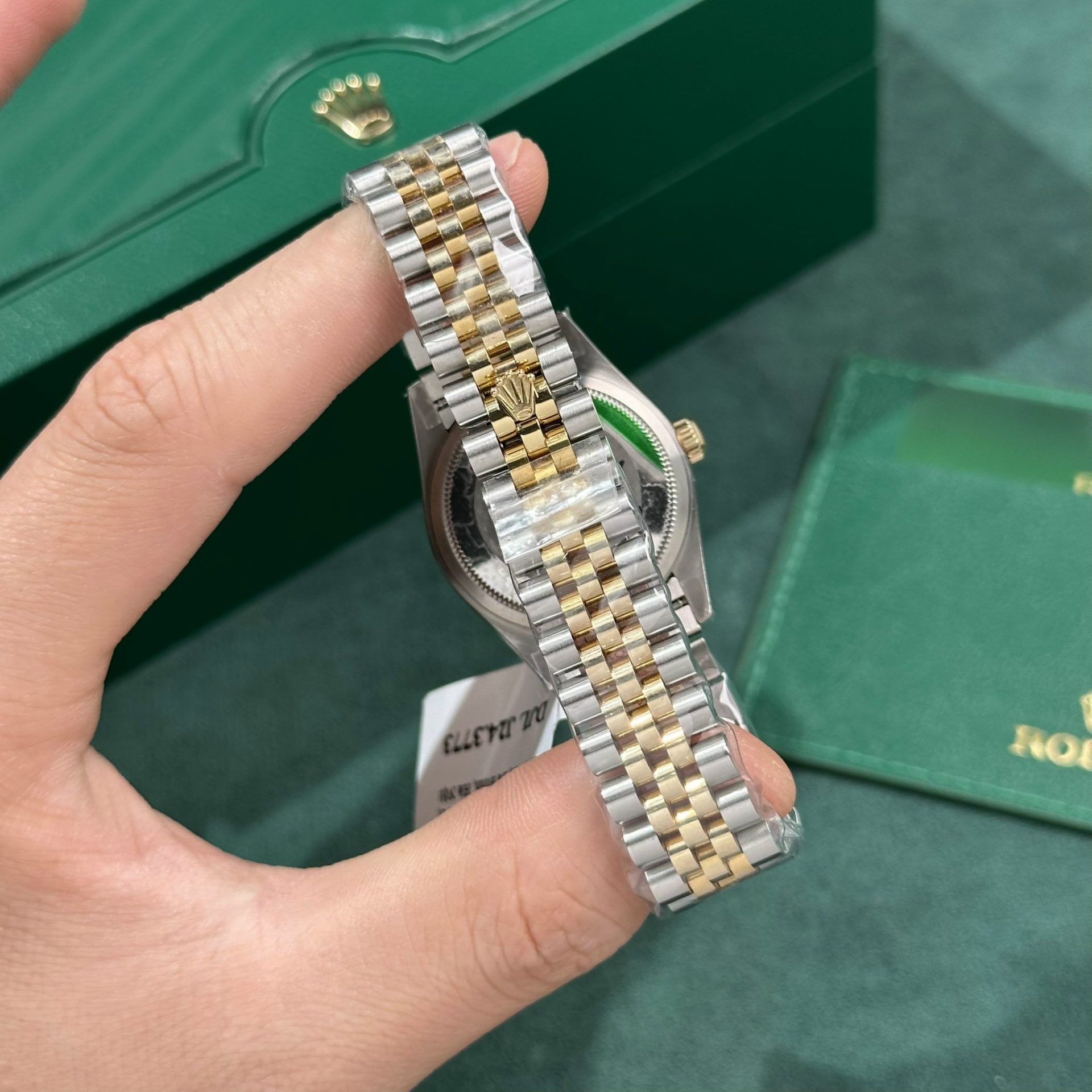 Rolex Datejust SS/YG Plated Green Dial CZ Diamonds 31mm Jub Super Clone