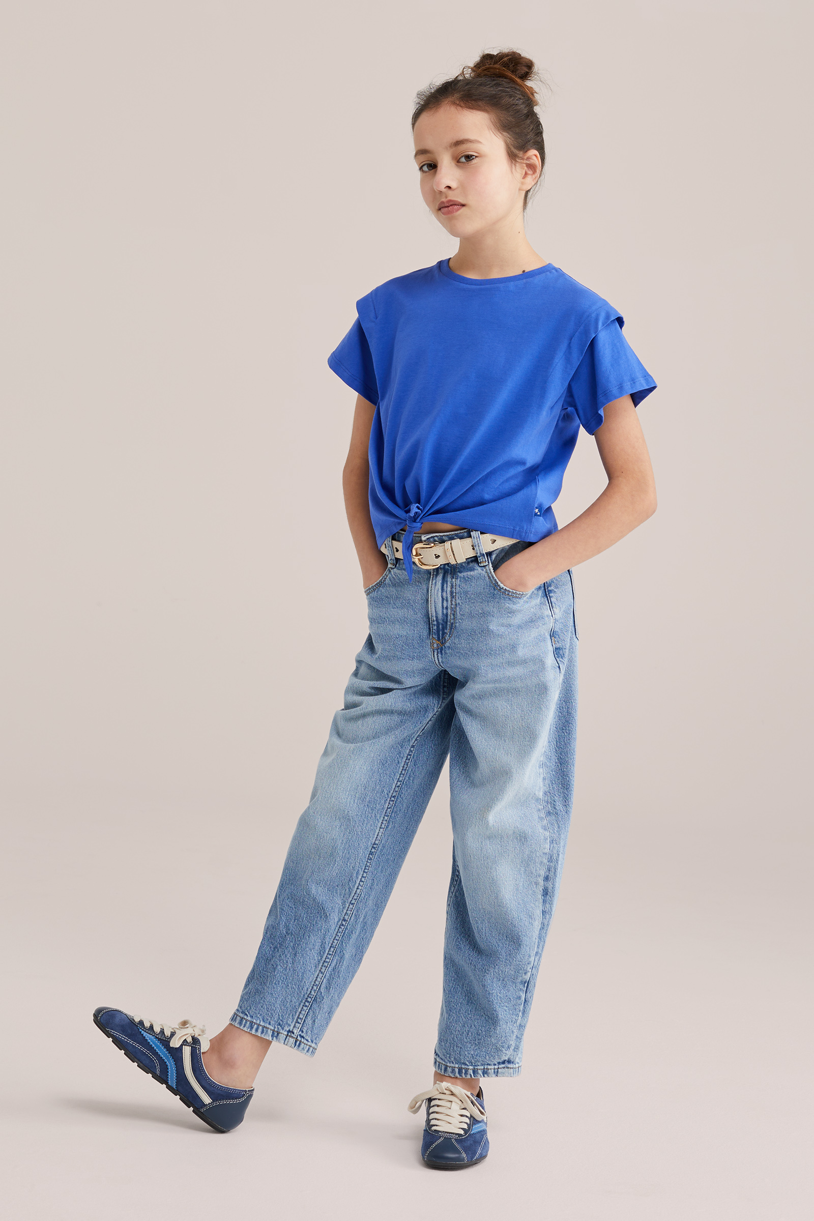 Meisjes T-shirt met knoopdetail