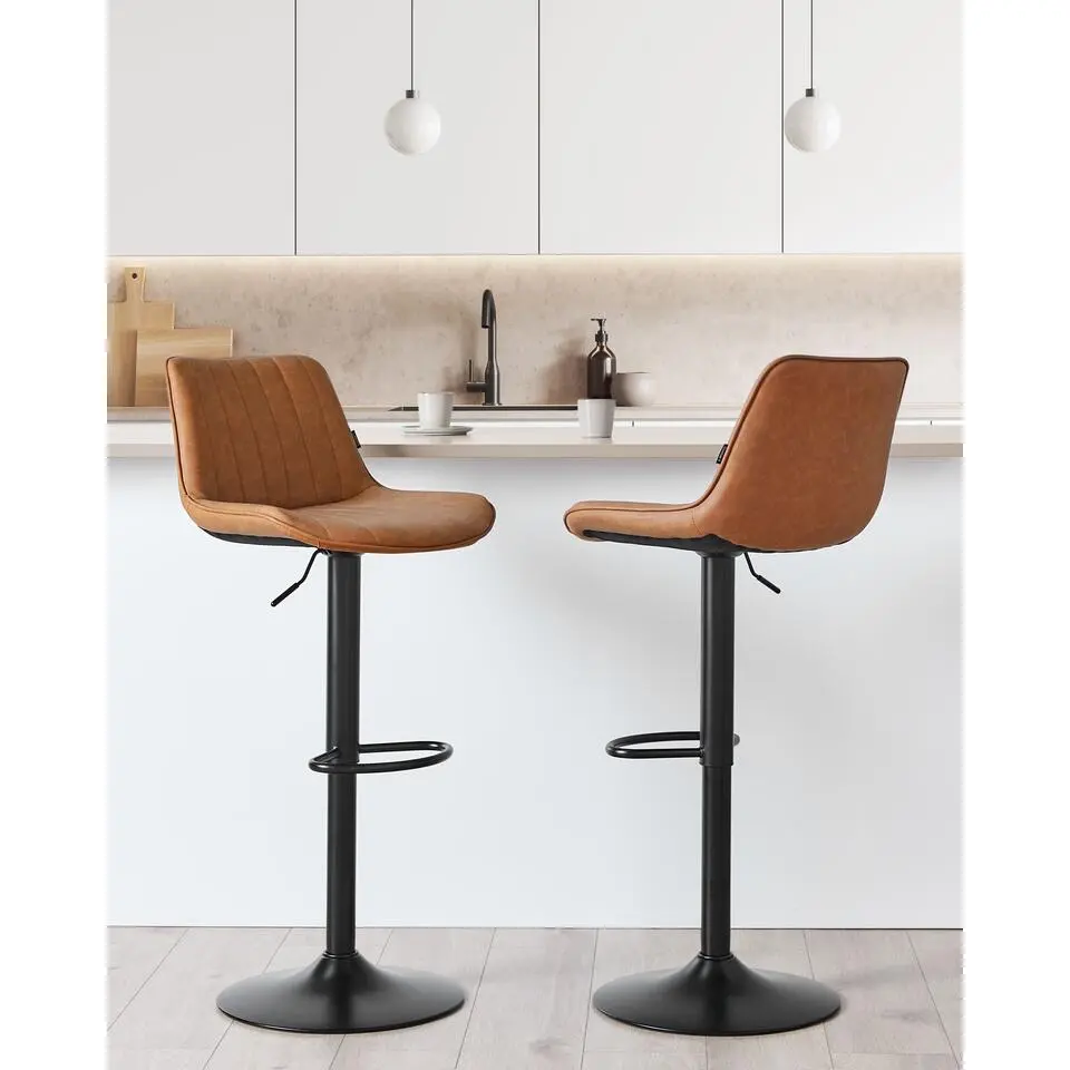 DUBROVNIK - Barkruk set van 2 - Bruin - Kunstleer