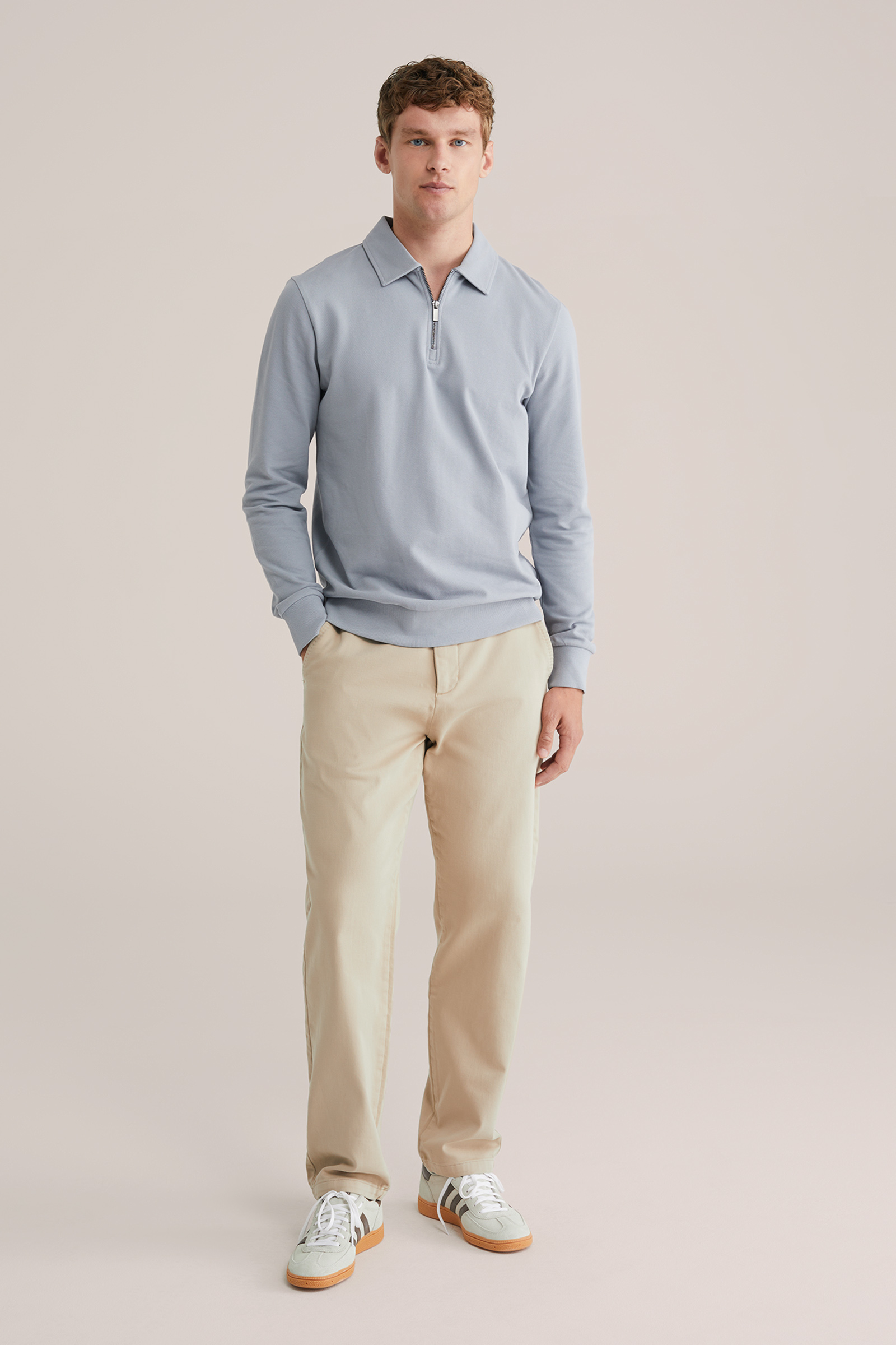 Heren regular fit sweater met quarter-zip