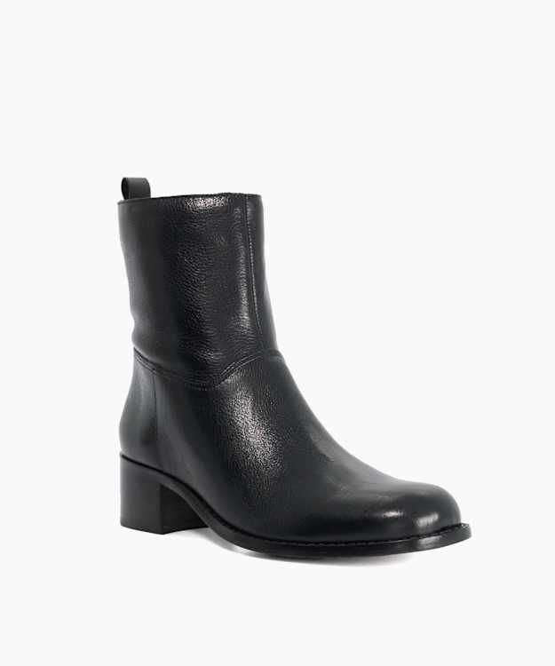 Peya Black - Leather Heeled Ankle Boots
