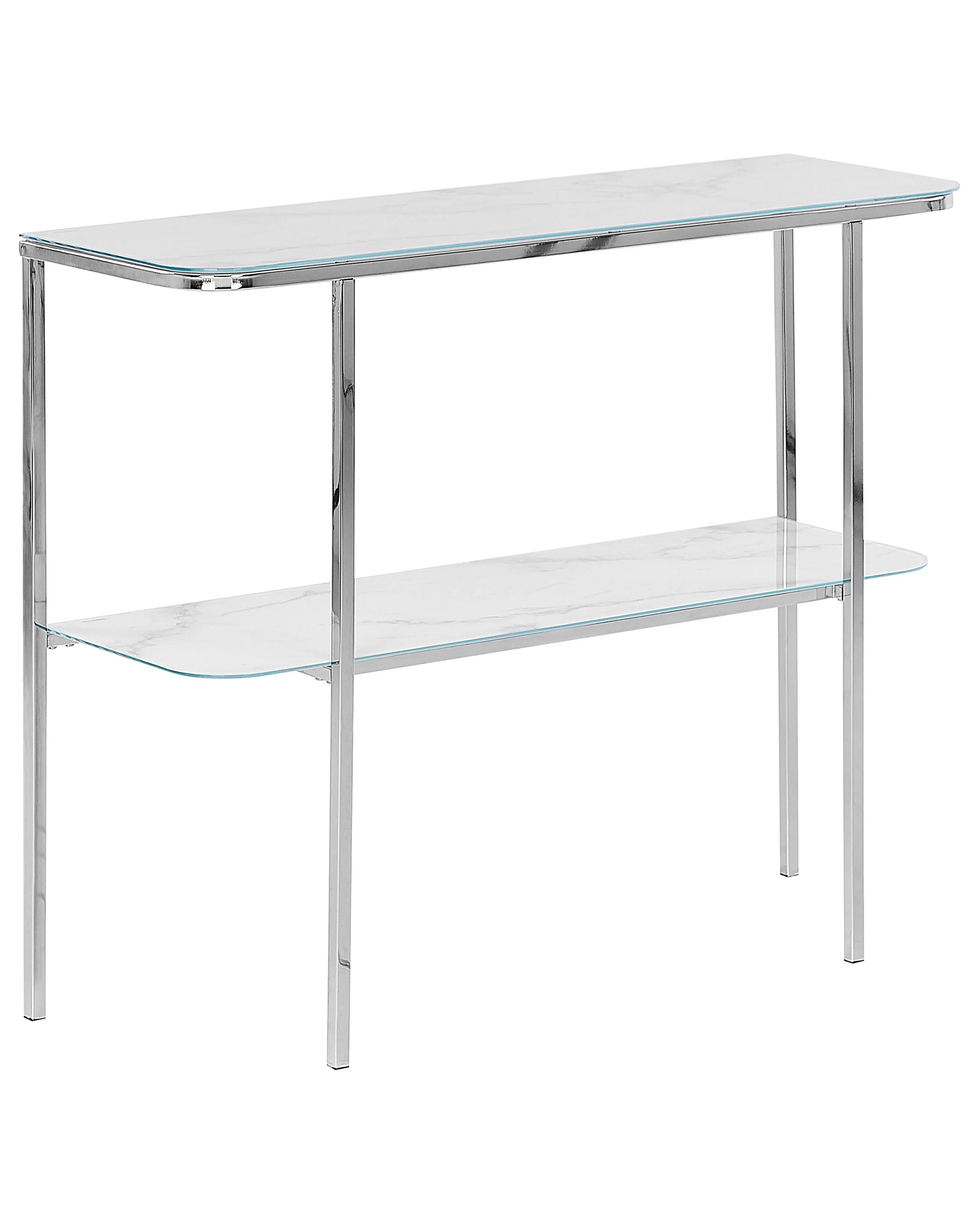 Console Table CALVERT Tempered Glass Marble/ Silver