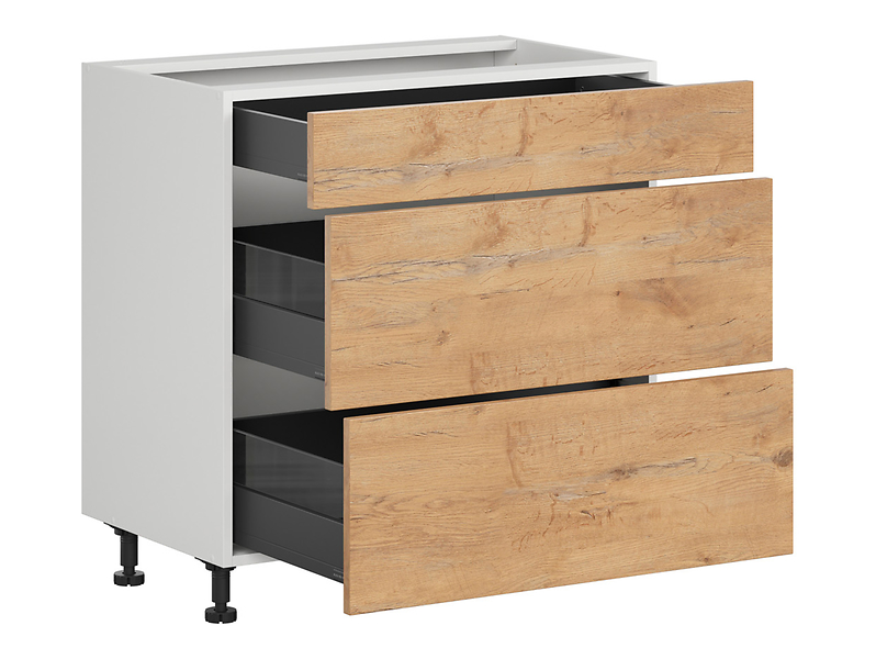 Szafka kuchenna Hamper 80 cm z szufladami cichy domyk dąb lancelot