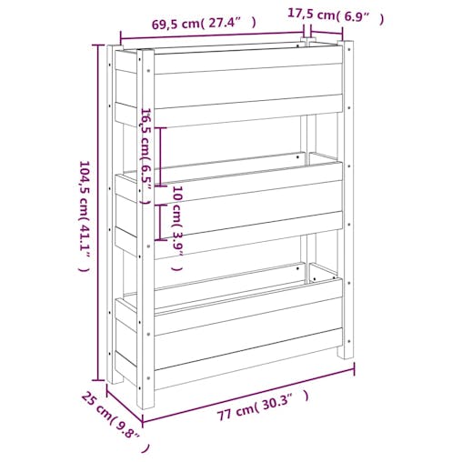 NNEVL Planter 77x25x104.5 cm Solid Wood Pine