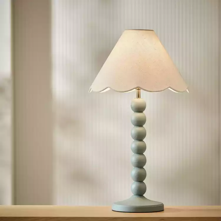 Habitat Bobbin Mango Wood Table Lamp Base Only - Blue