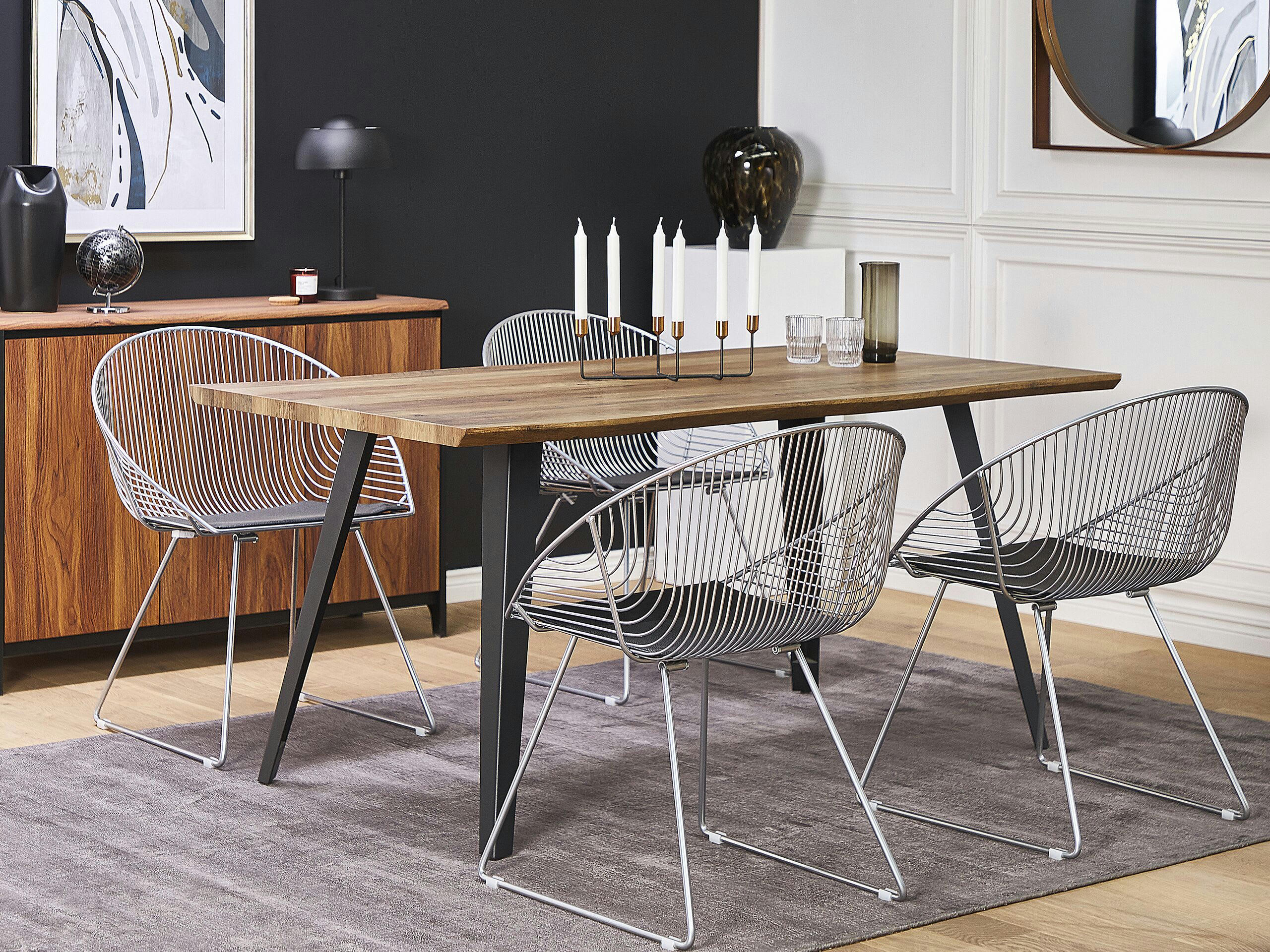 AURORA - Lot de 2 chaises argentées