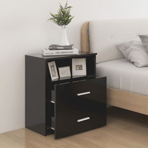 NNEVL Bed Cabinets 2 pcs Black 50x32x60 cm