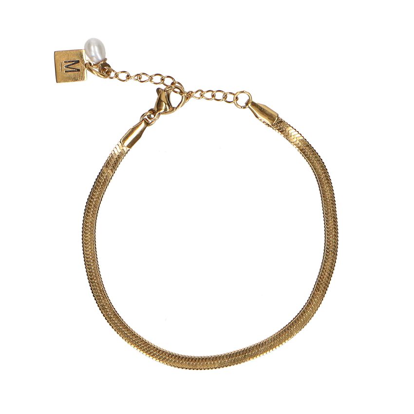 Manfield Goudkleurige armband van stainless steel