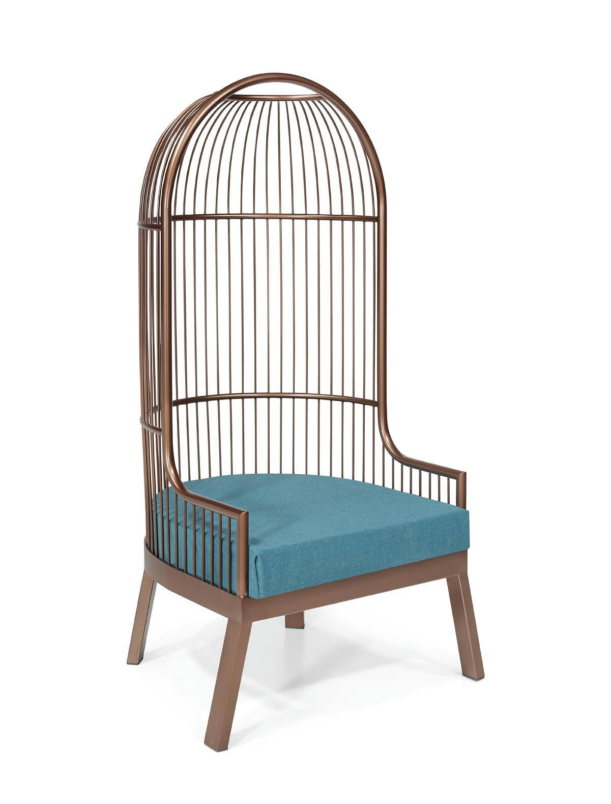 GAIO - Chaise 1 place en métal et velours bleu