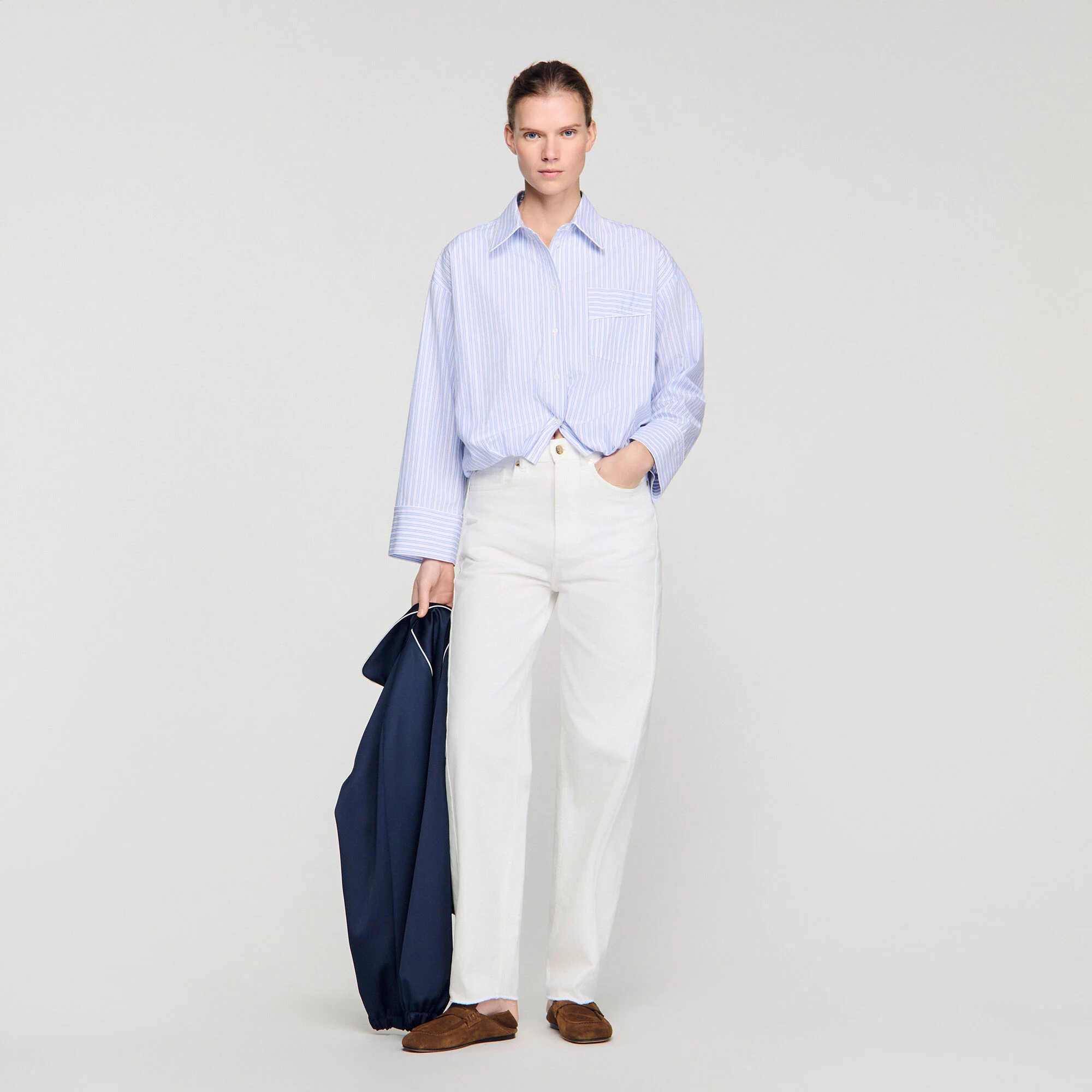 Chemise courte à rayures