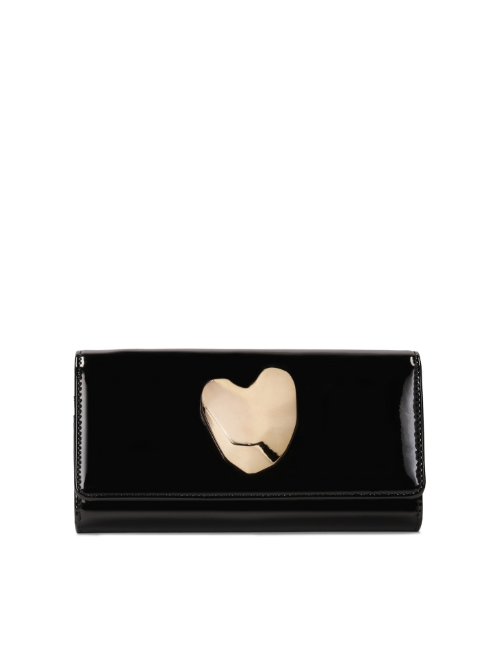 Patent black wallet with jewelry embellishment