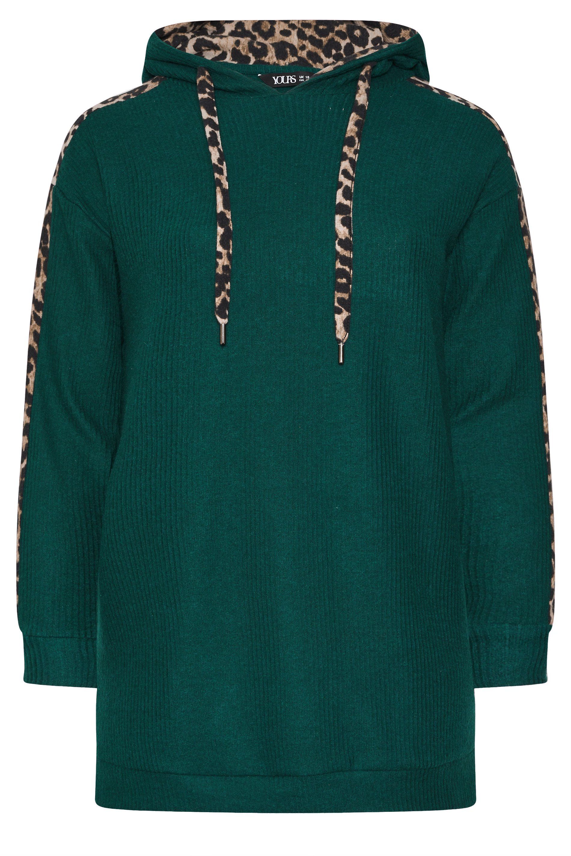 Yours Leopard Print Trim Hoodie