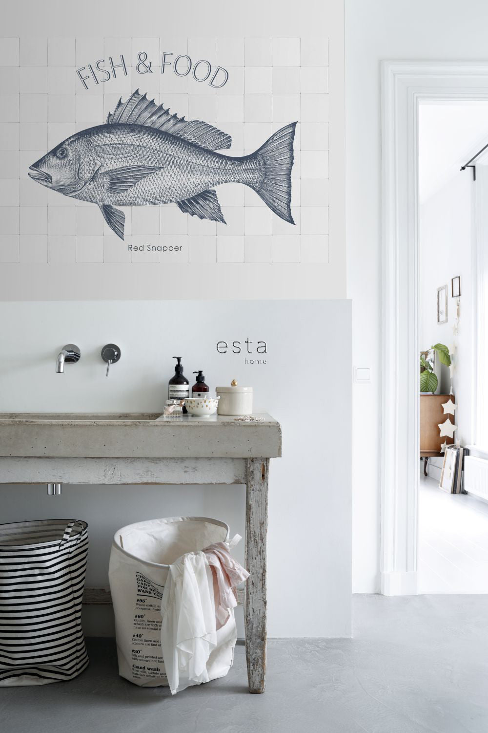 ESTAhome muursticker vis blauw - 145 x 97 cm - 159034
