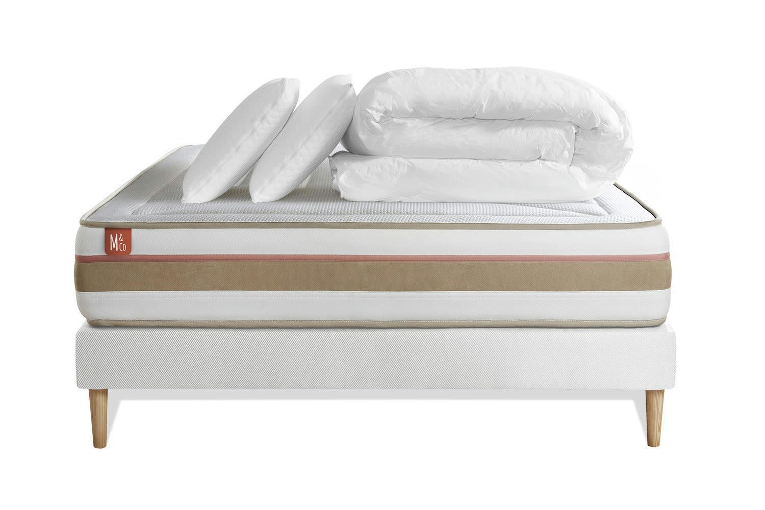 LE TENDRE - Pack matelas sommier kit 160x200 oreiller couette