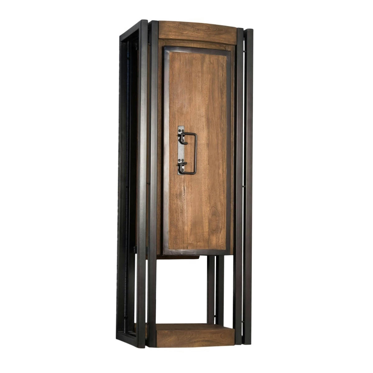 - Colonne de salle de bain suspendue en teck et métal H110cm