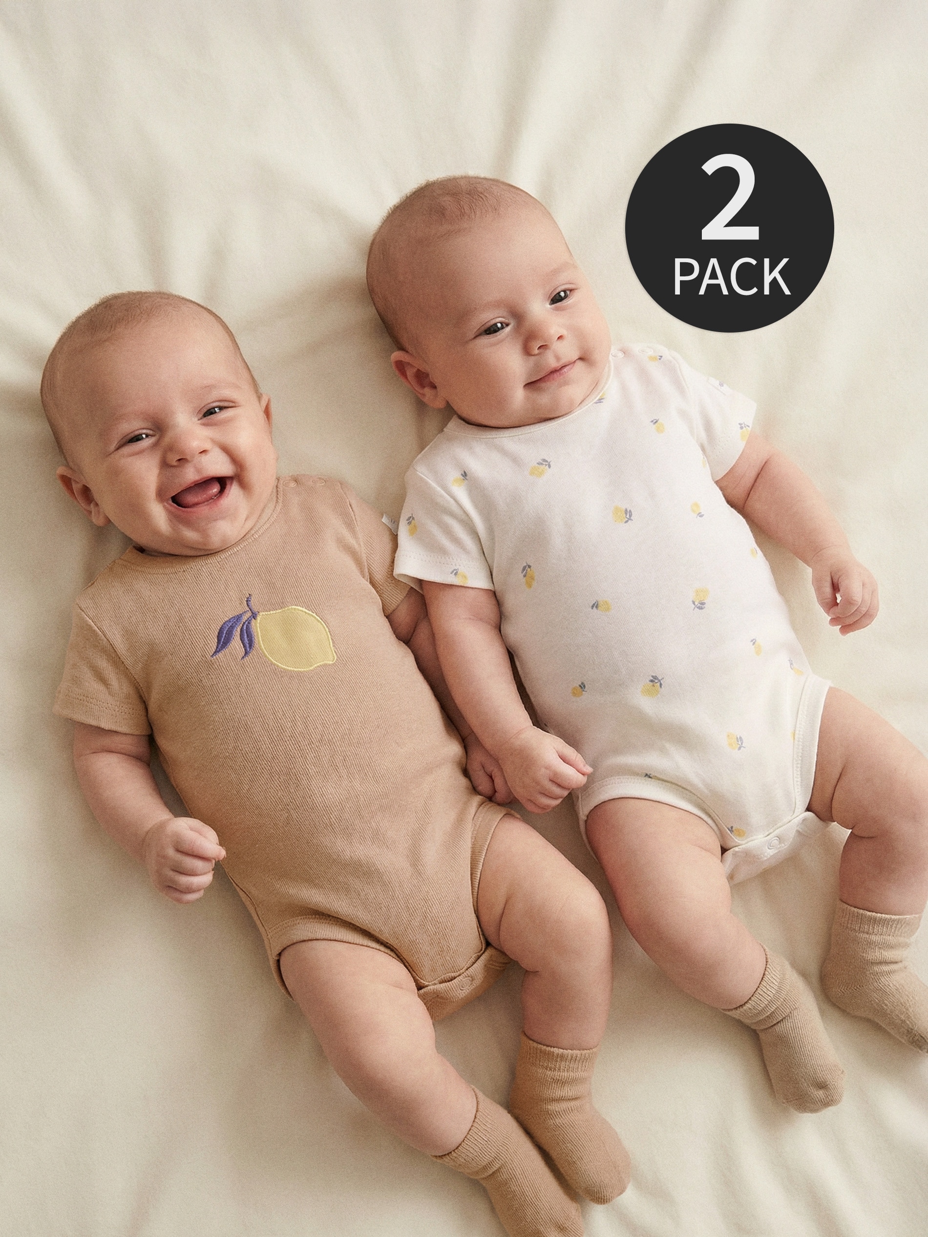 Bawełniane body z motywem cytryn 2 pack