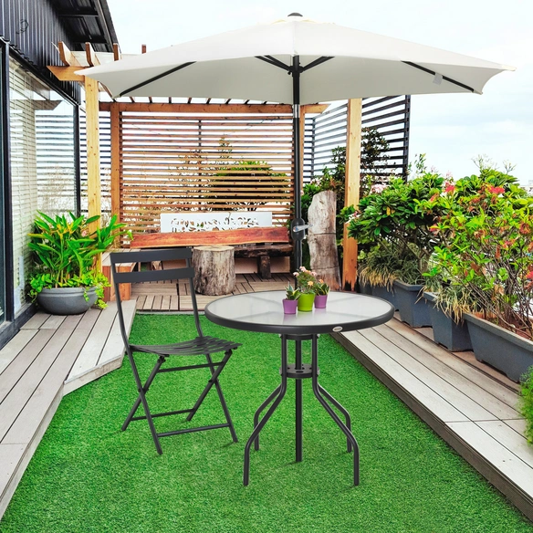 Gartentisch, BxHxT: 80 x 72 x 80 cm, schwarz, Gestell aus Stahl