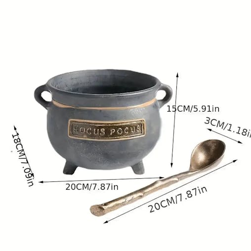 NNETM Mini Resin Pot With Black Stand - Witch Cauldron Serving Set