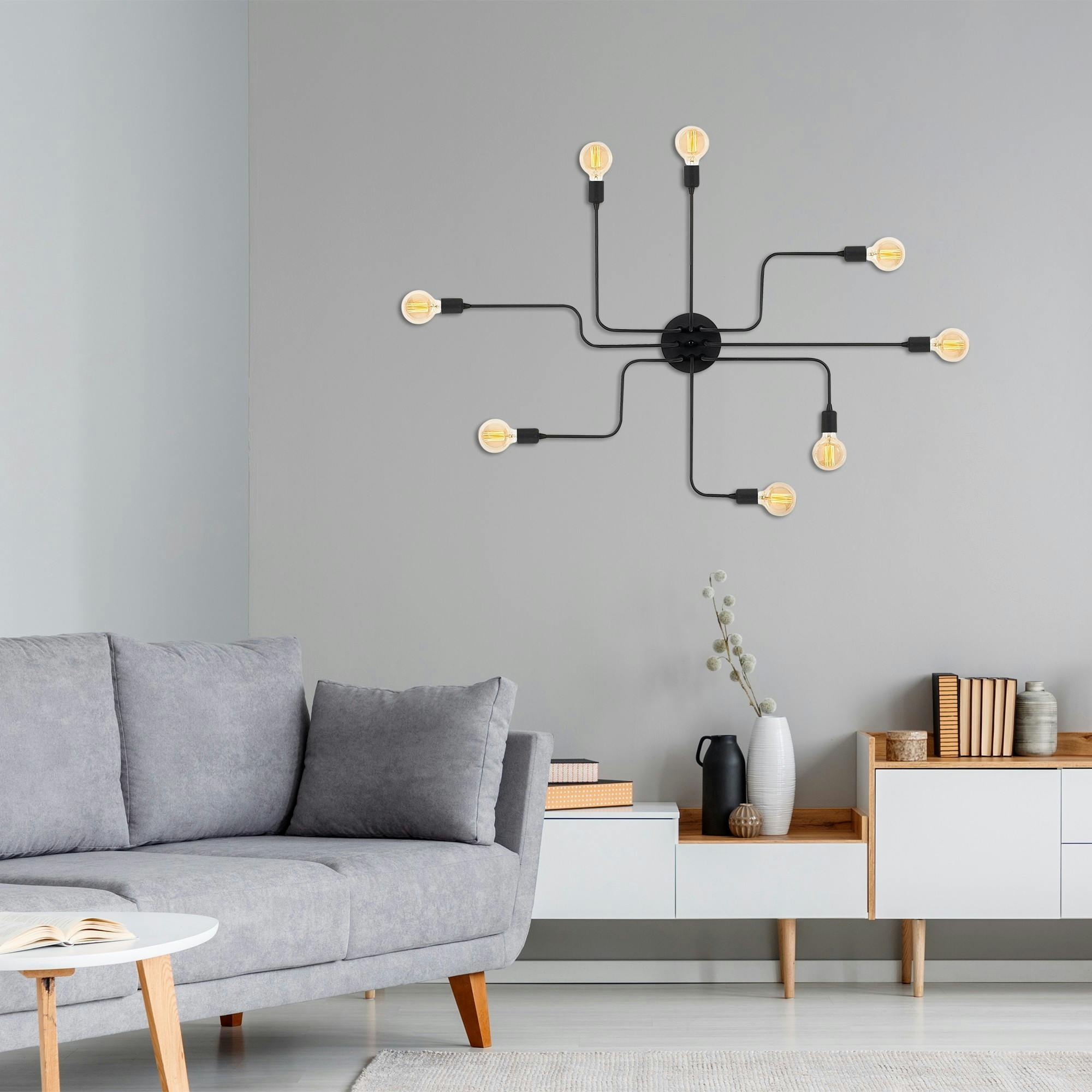 Plafonnier industriel noir design, circuit 140 cm MARATEA