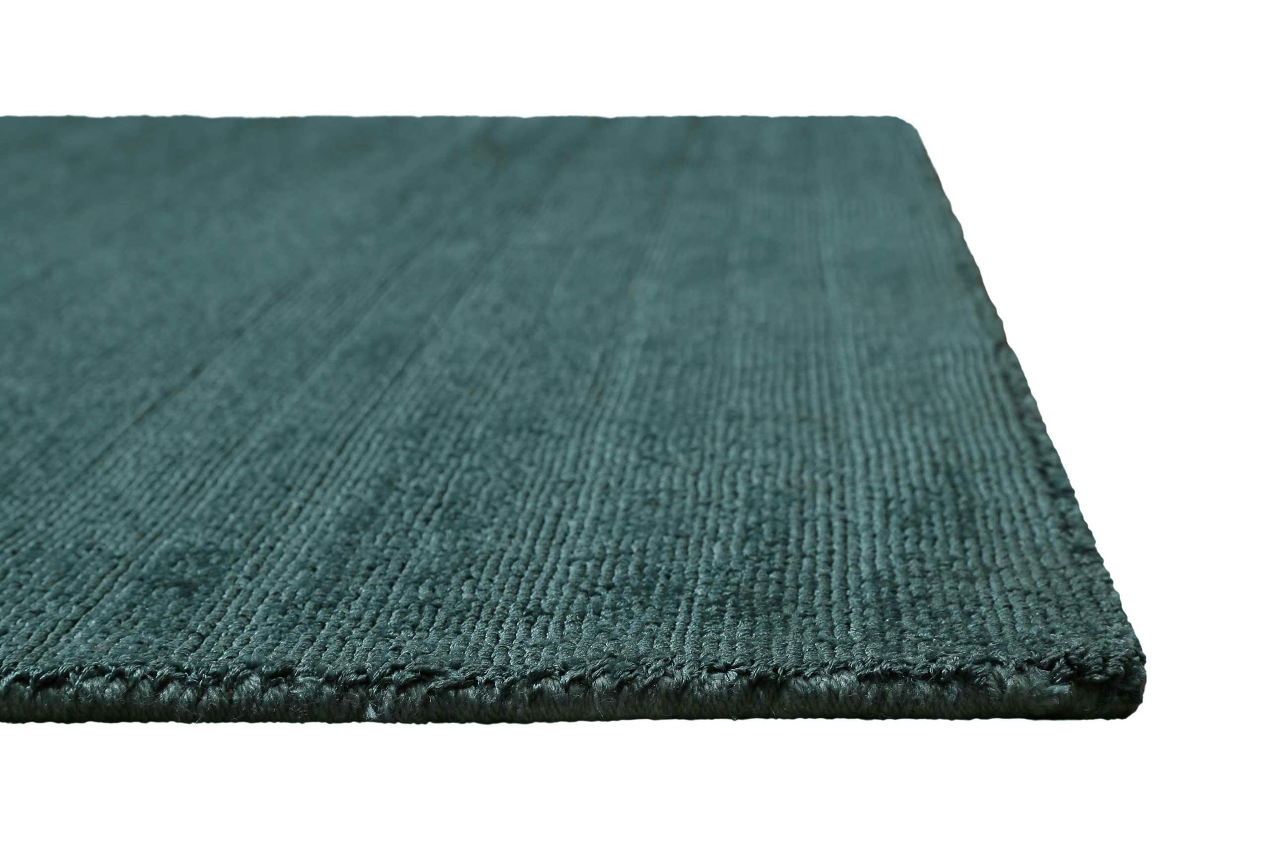 MIRAMONTI - Tapis de couloir à poil ras effet soie turquoise pétrole 80x230