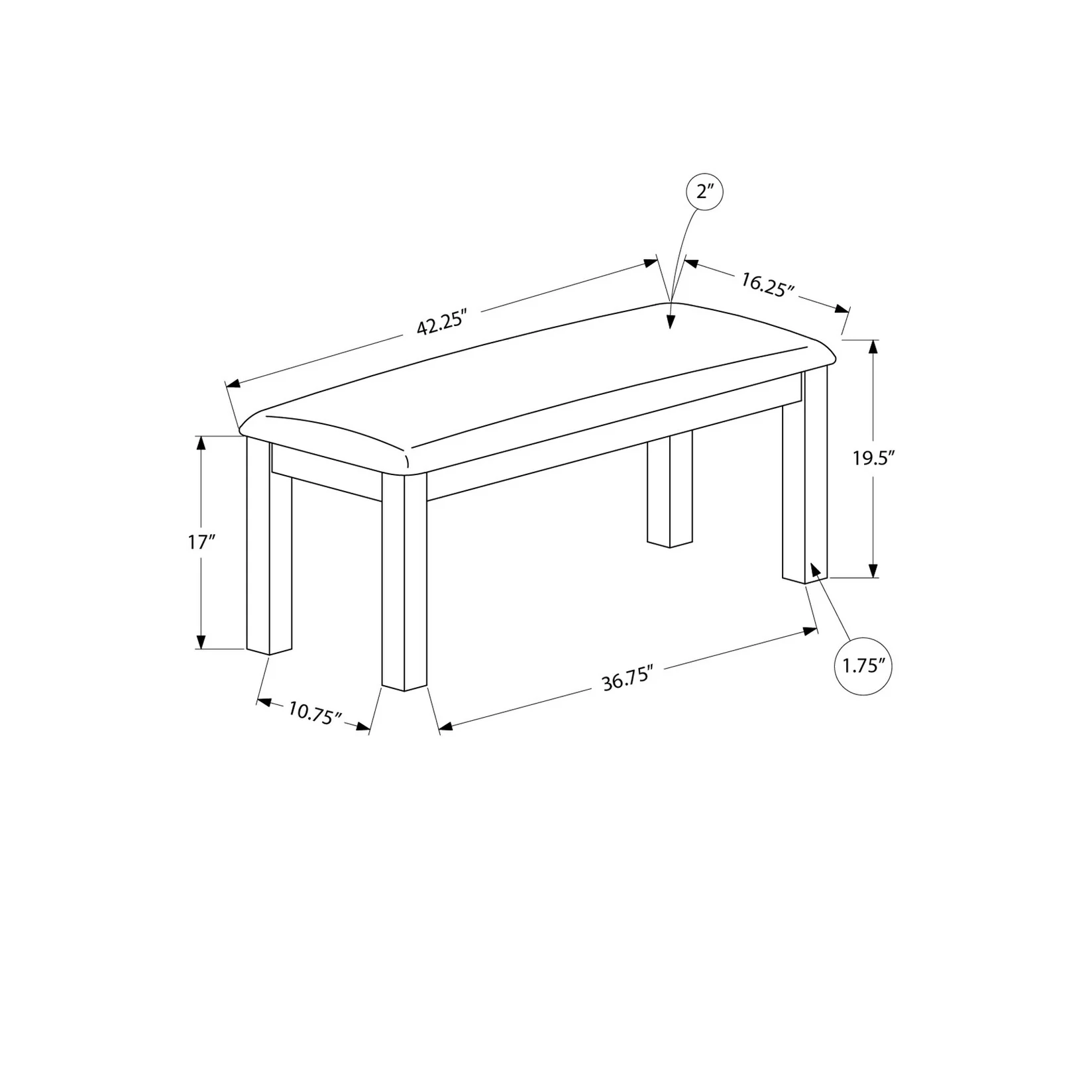 42 Rectangular Bench