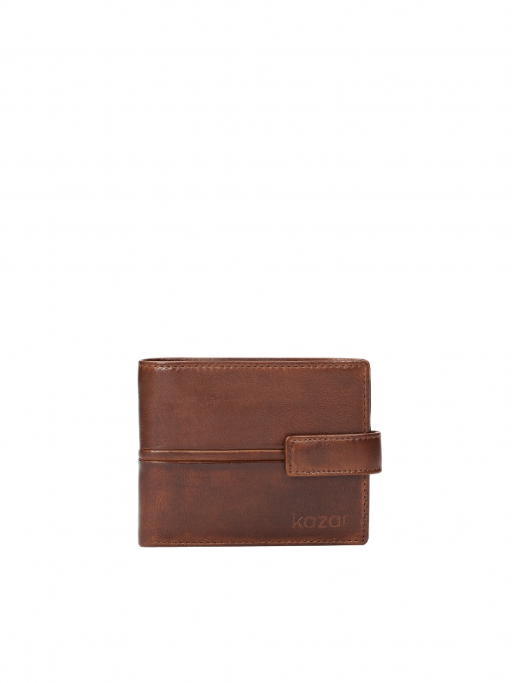Brown leather clasp wallet