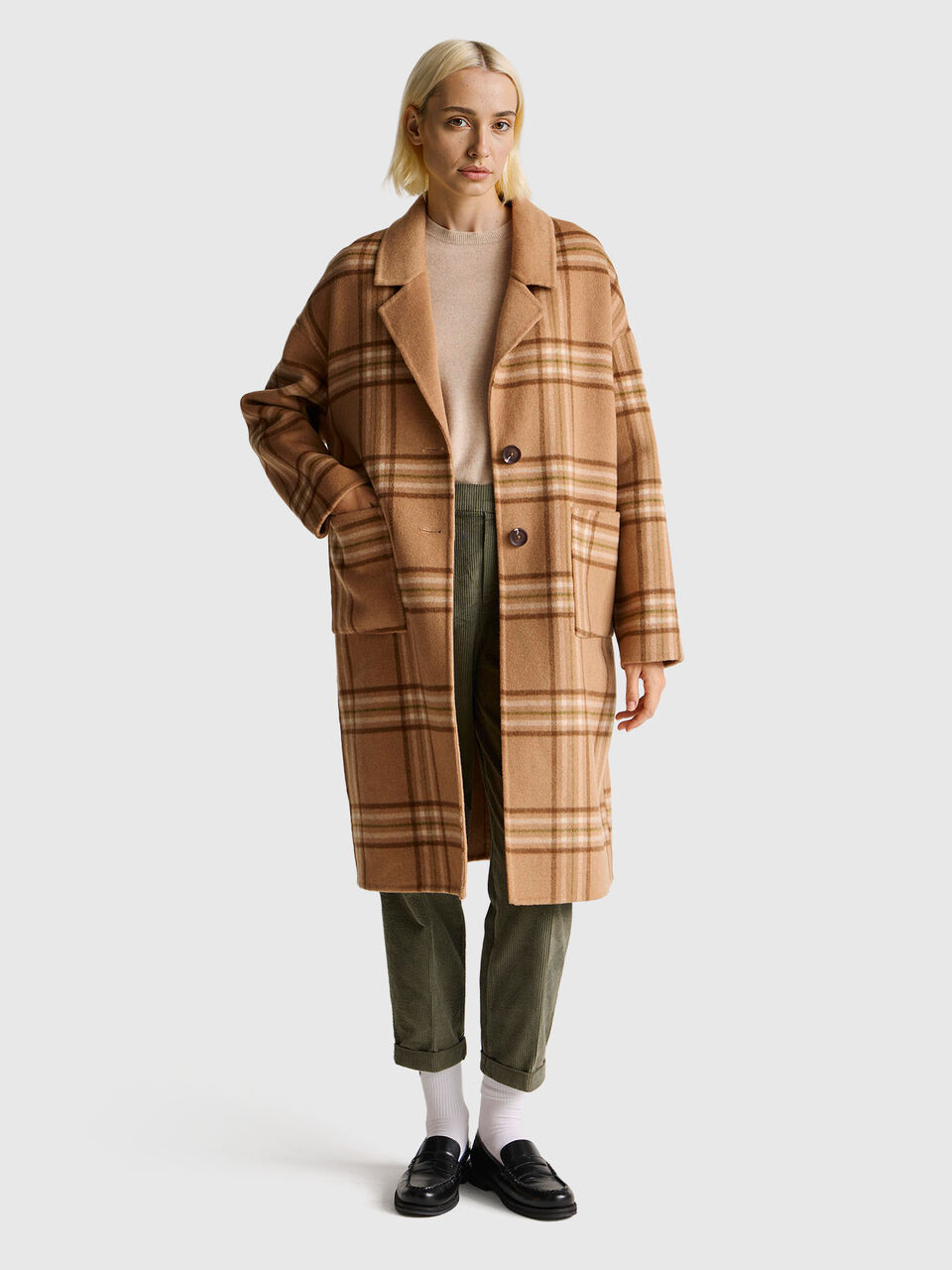 Reversible wool blend coat