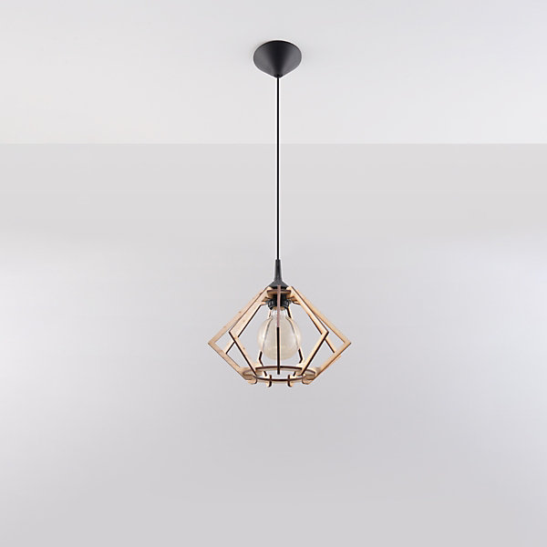 Lampe suspendue en bois 1 lampes 27.5x27.5x90cm Sollux