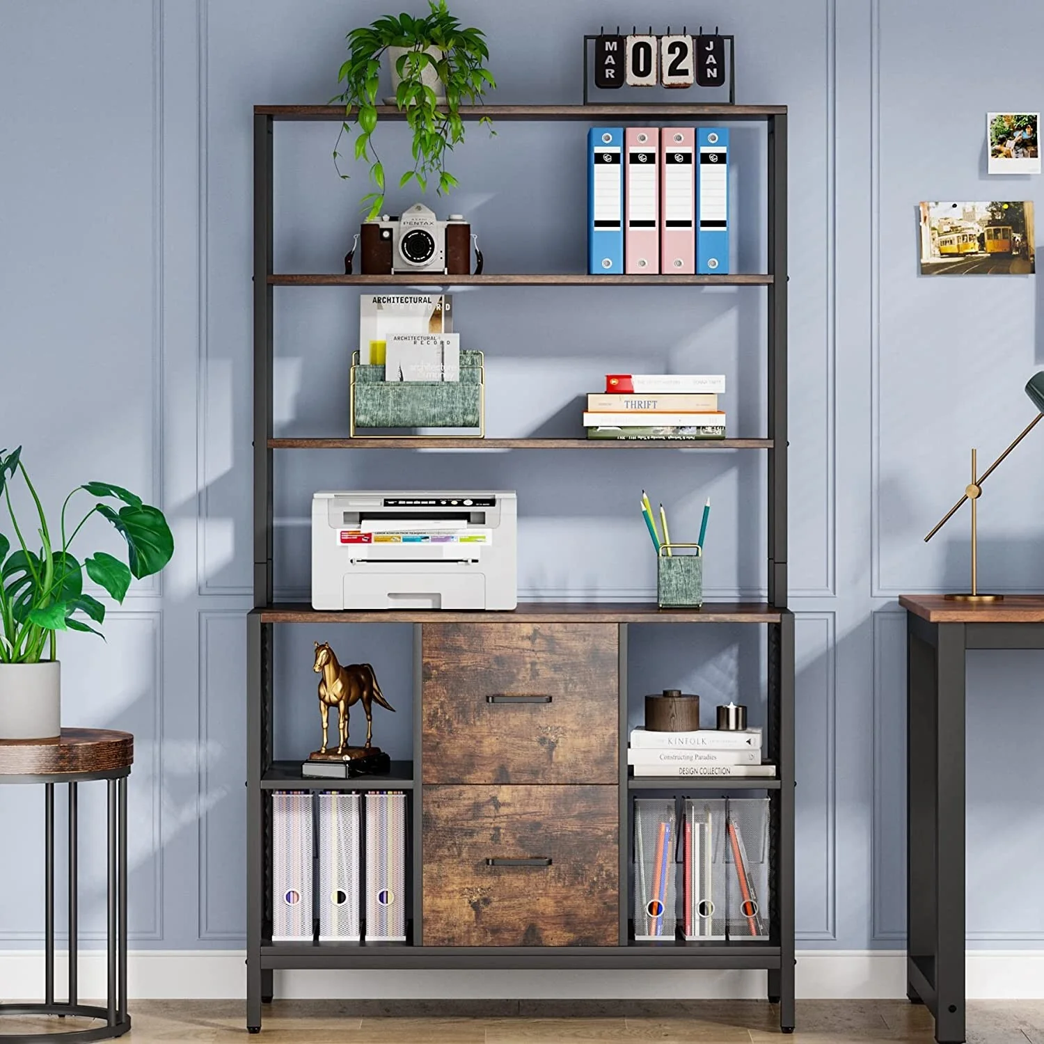 6-Tier Bookcase Bookshelf with Drawers