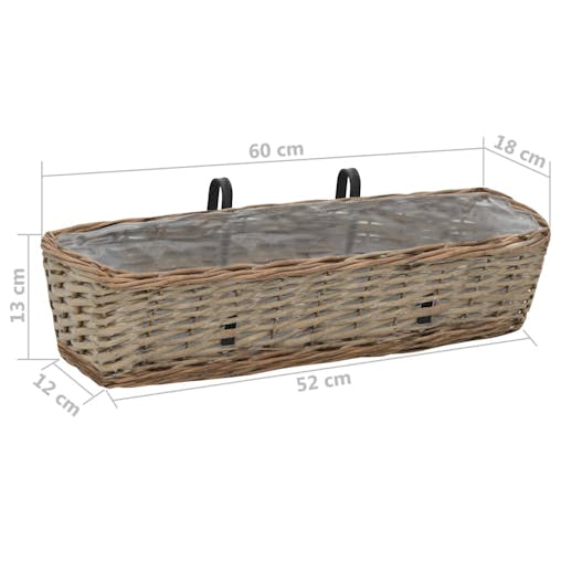 NNEVL Balcony Planter 2 pcs Wicker with PE Lining 60 cm