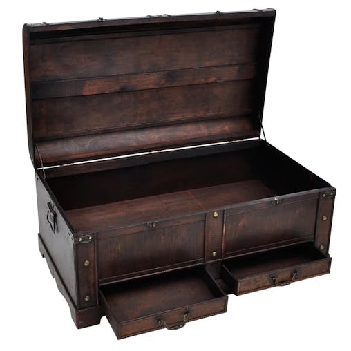 NNEVL Wooden Treasure Chest Large Brown
