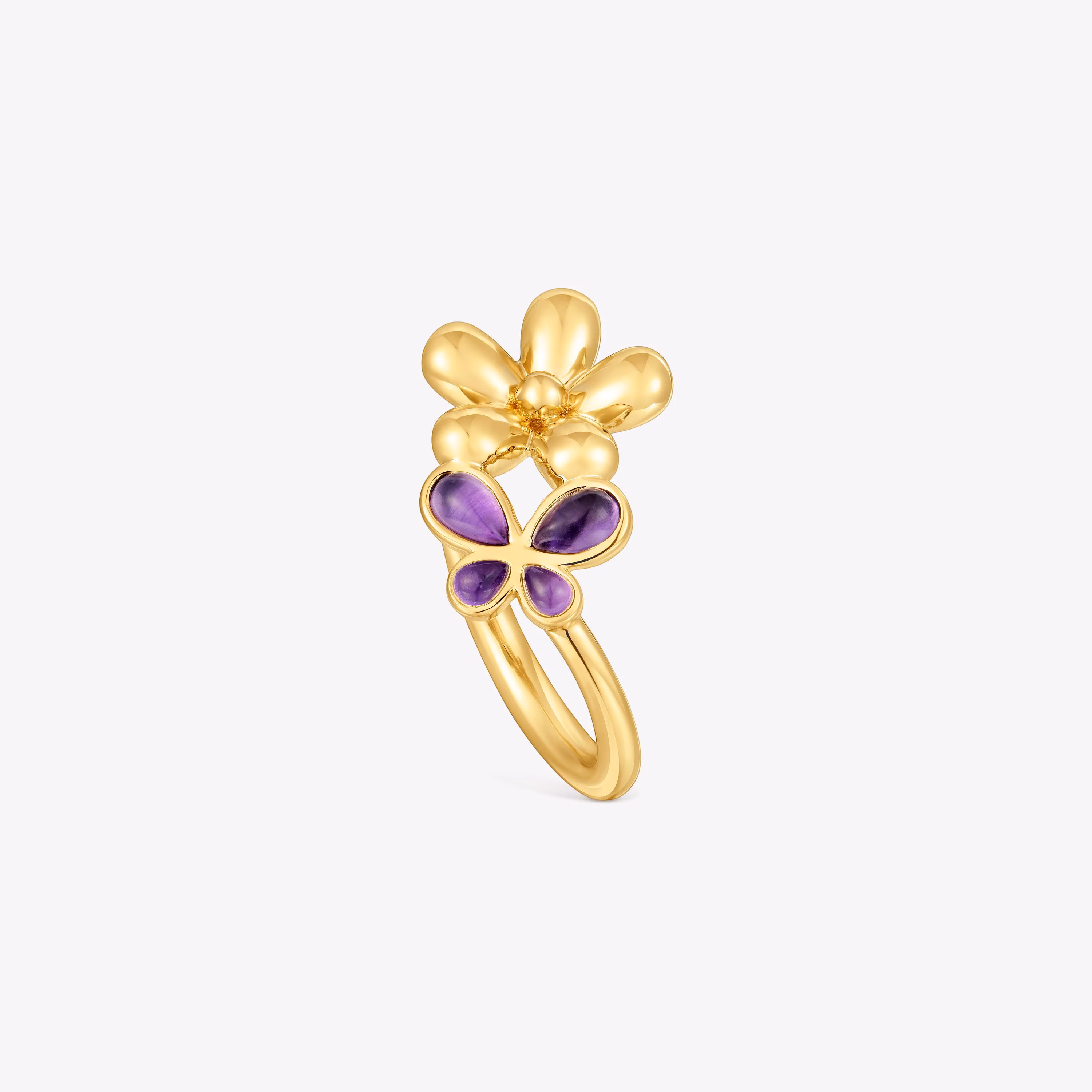 Anillo con baño de oro de 18 kt sobre plata y amatista Daisy