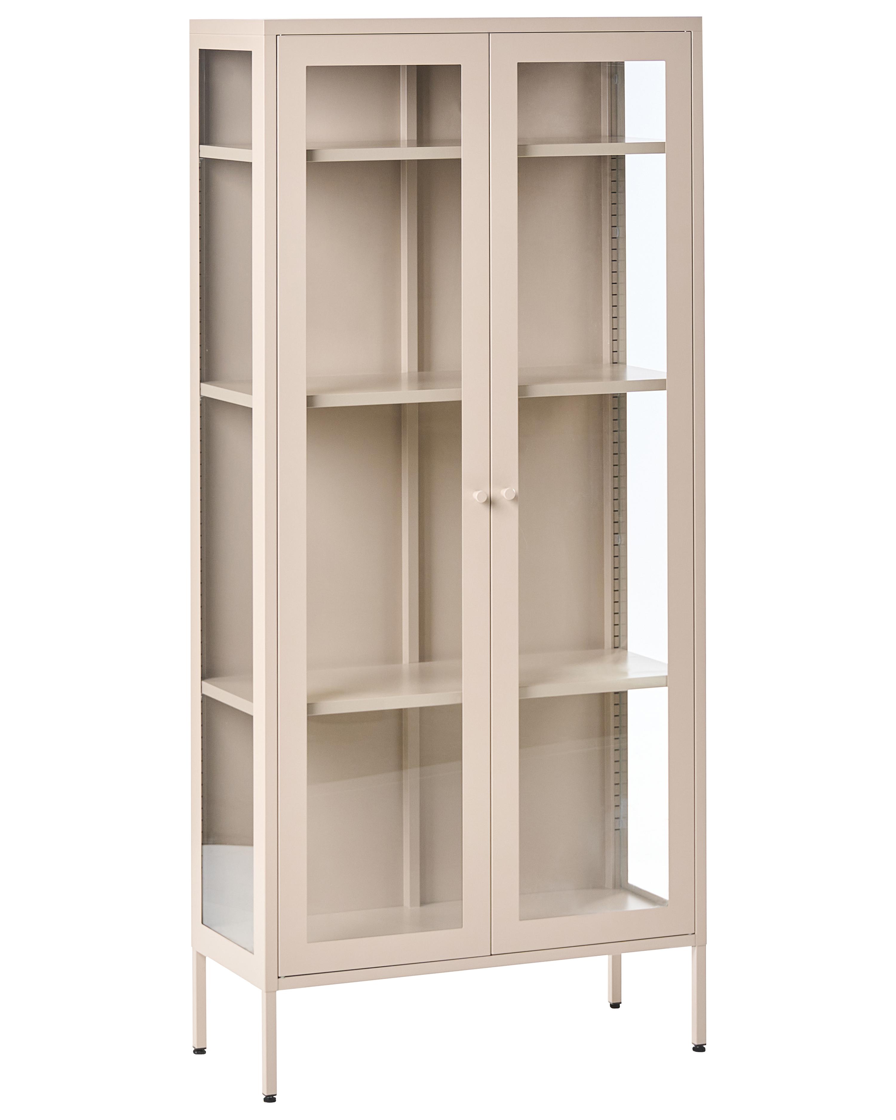 Glass Display Cabinet HARTY Metal 80 cm Beige