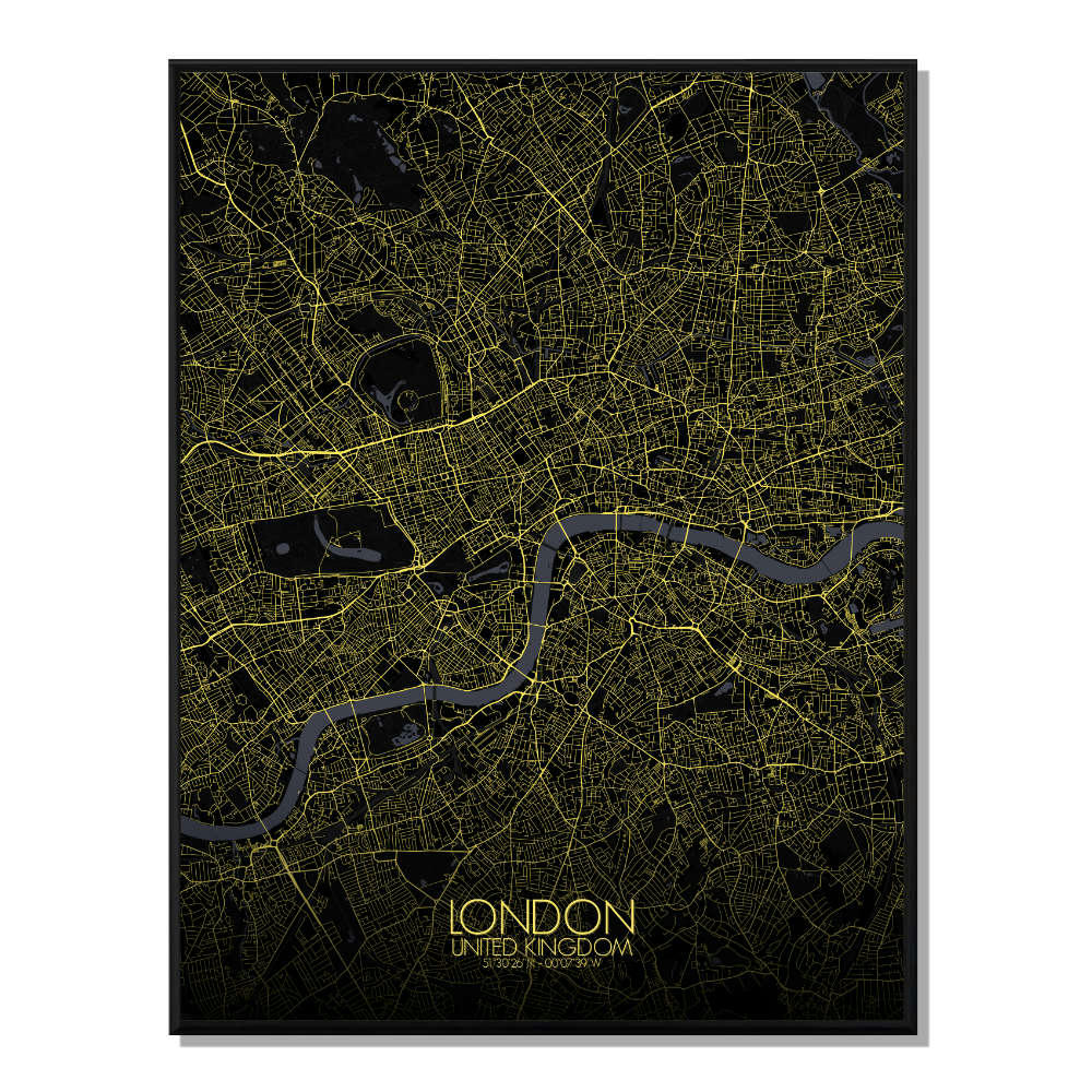 - Affiche Londres Carte Nuit 40x50