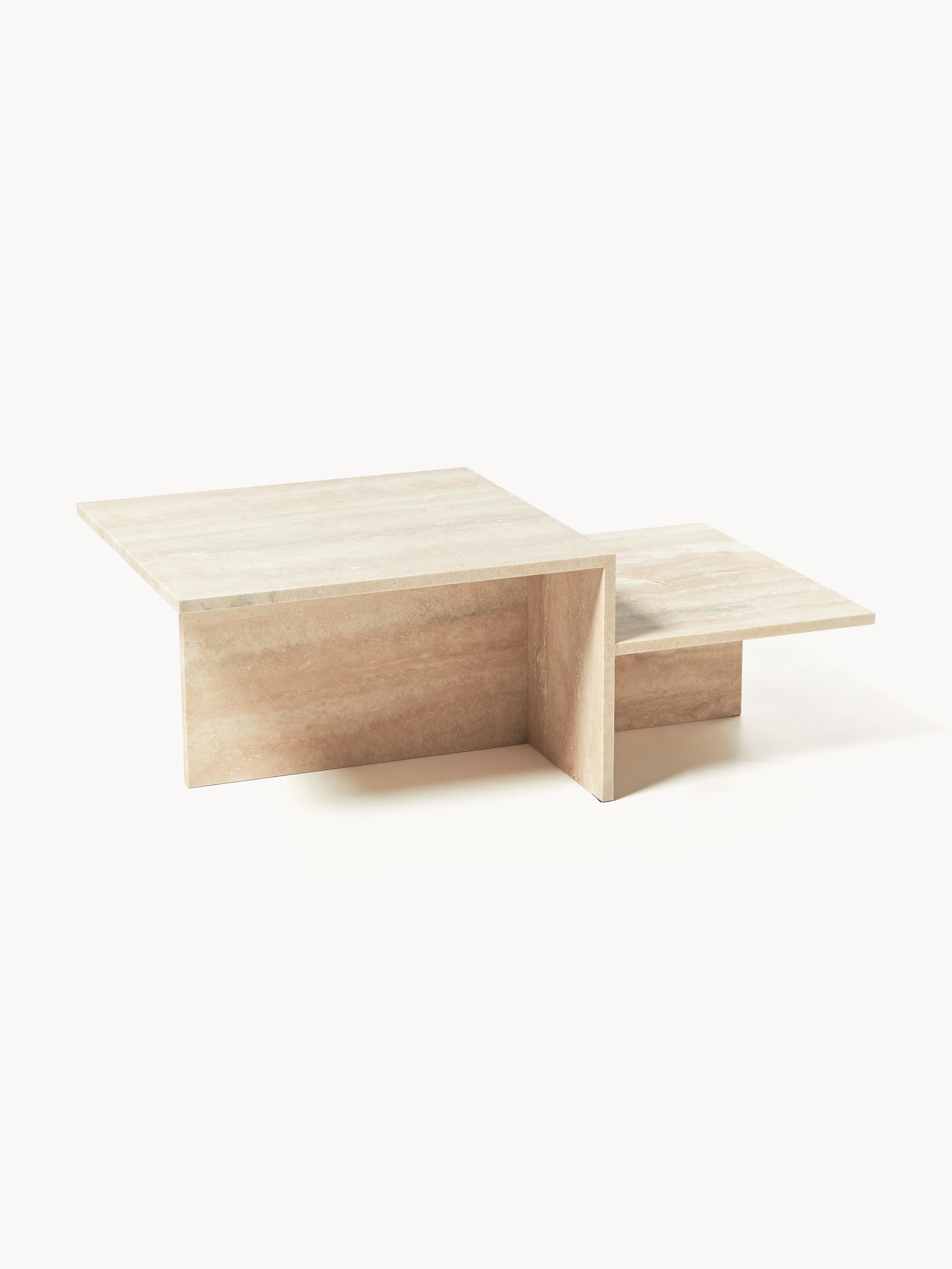 Travertin-Couchtisch Distinct mit zwei Tischplatten
