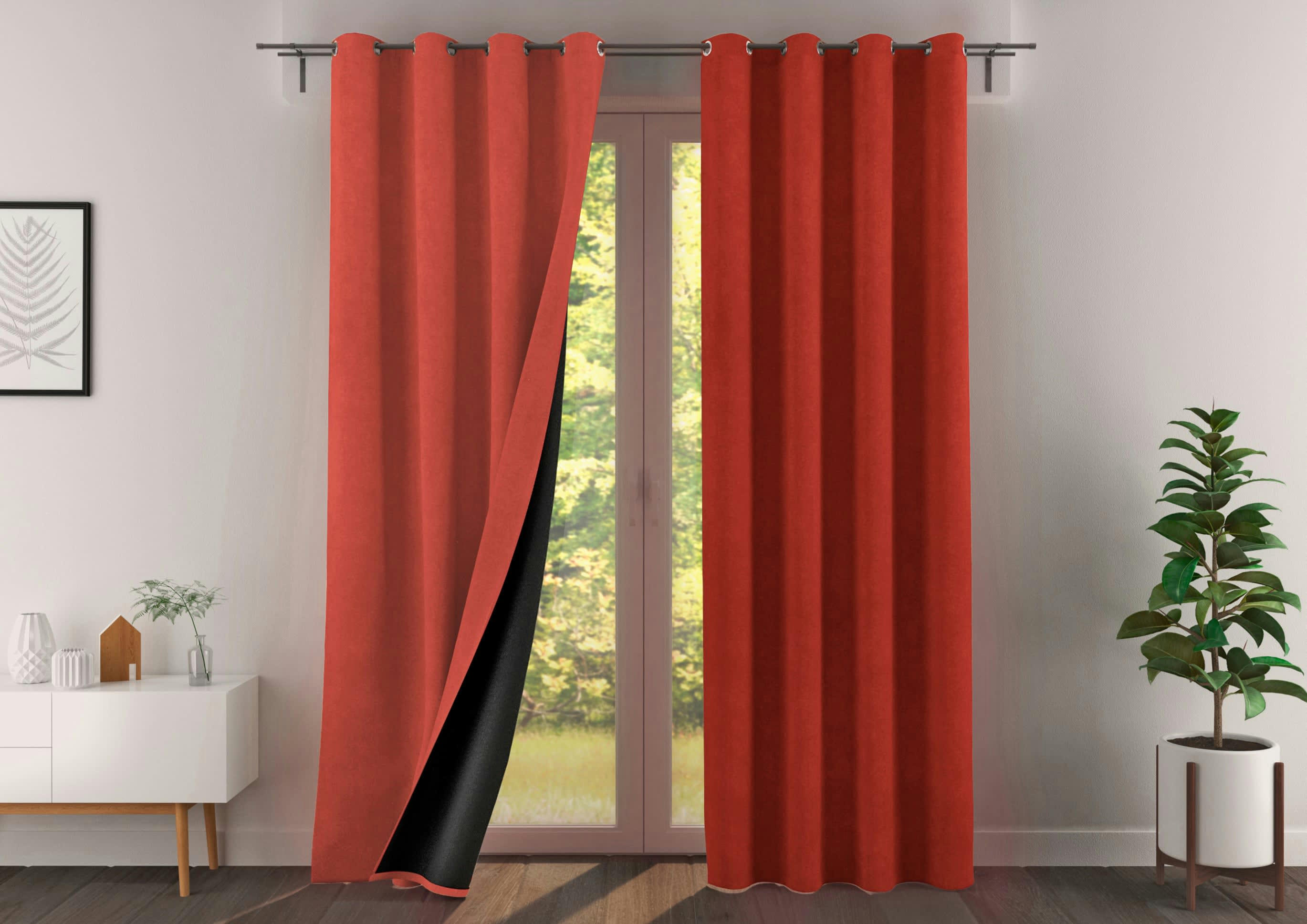 ALASKA - Rideau à l'unité monté sur œillet 140x260 en polyester orange