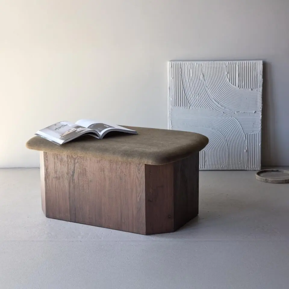 Poef Bruin Stof - 59x88x42cm - Todd