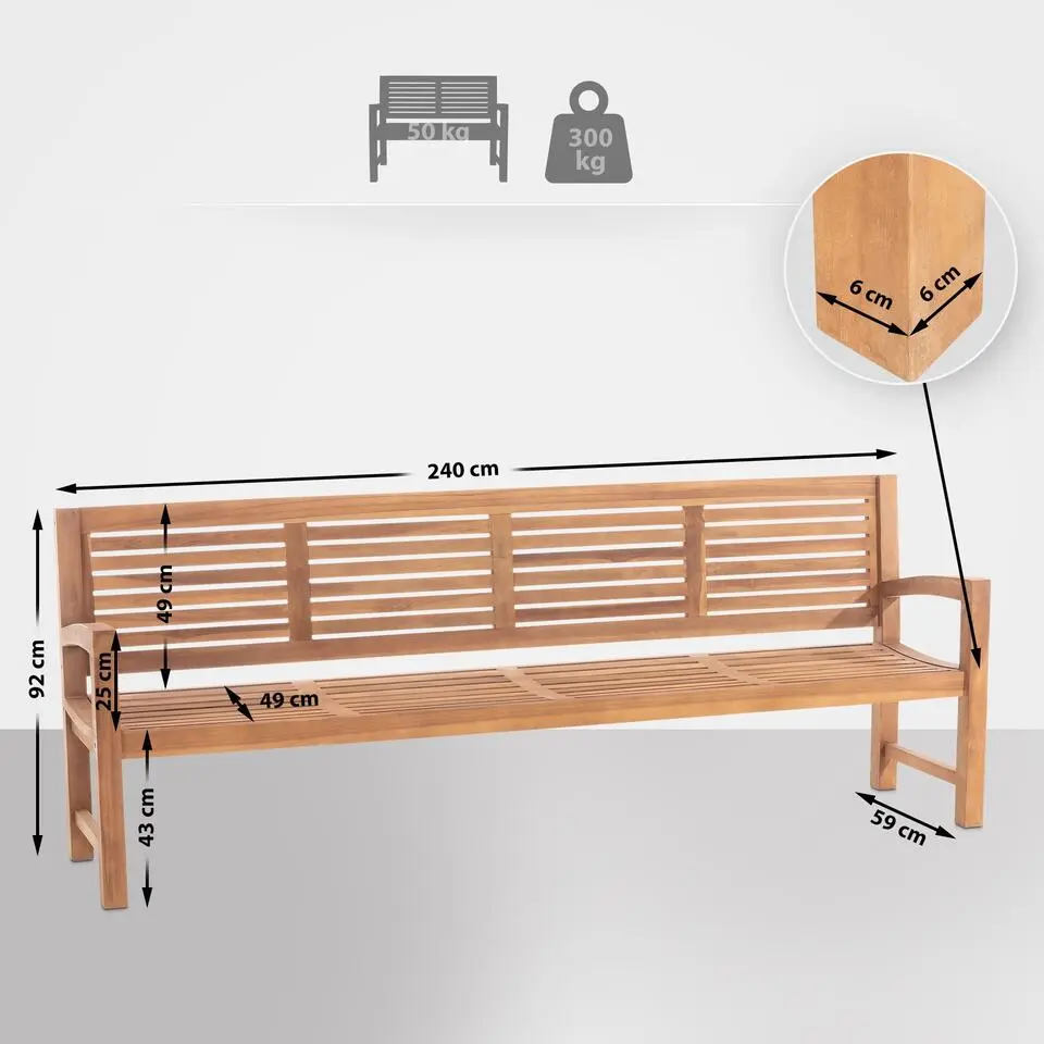 CLP Teakbank Halden 240 cm