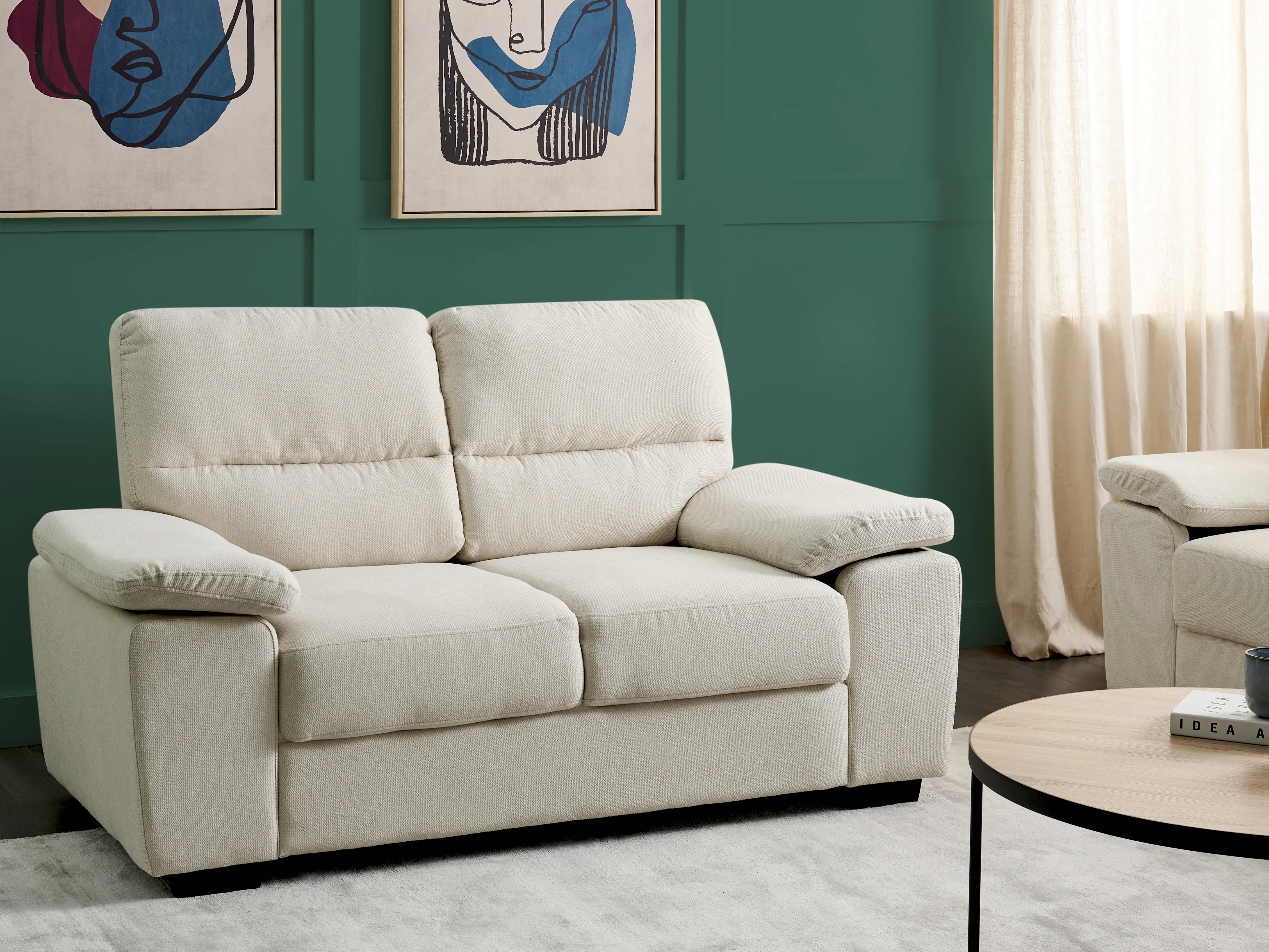 Sofa 2 Seater VOGAR Fabric Light Beige