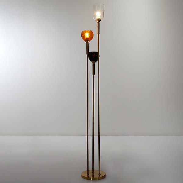 Lampadaire - Home Deco Factory - Tripod Verre Fume - Art Deco - Noir, Orange, Blanc