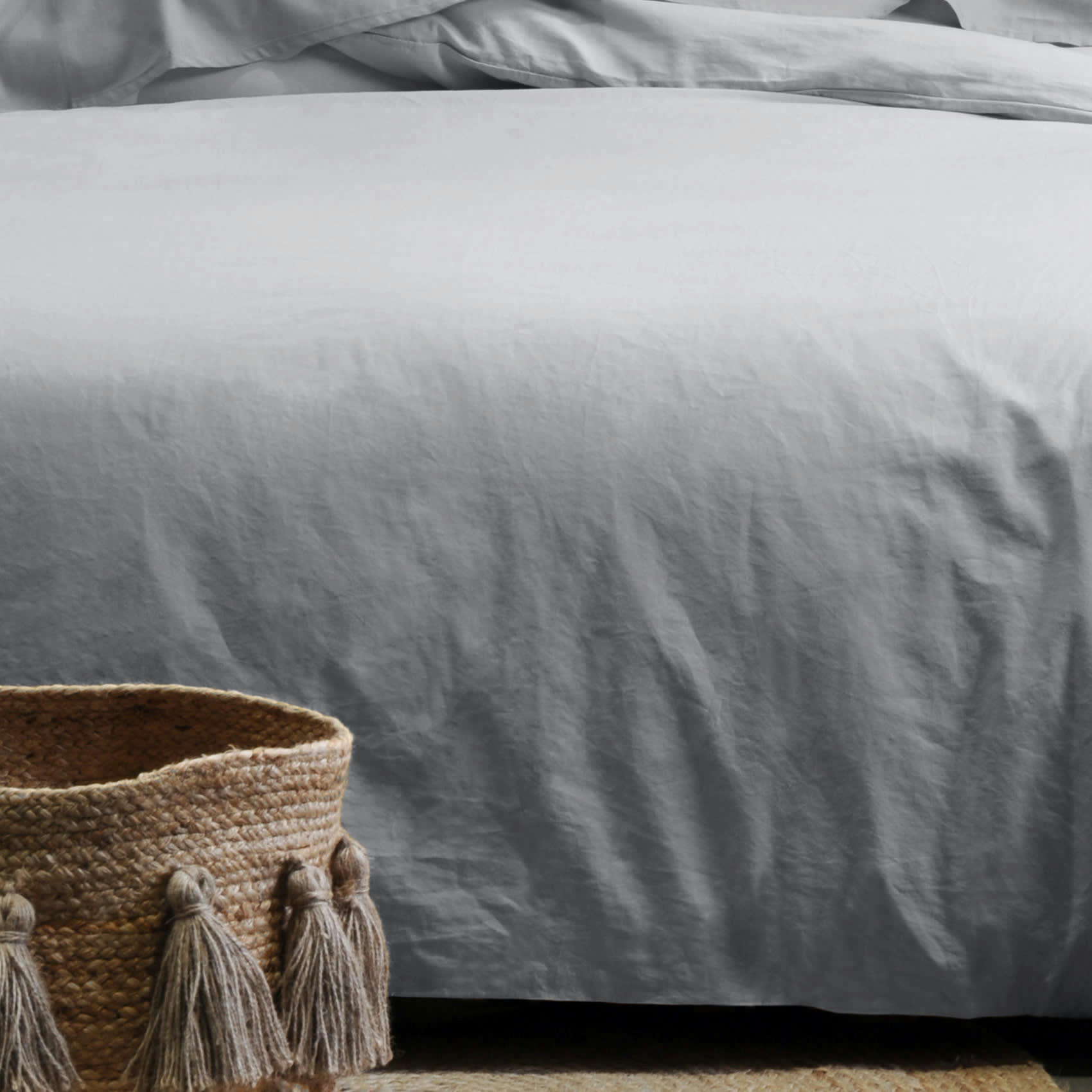 - Taie d'oreiller unie en coton bio gris perle 65x65 cm