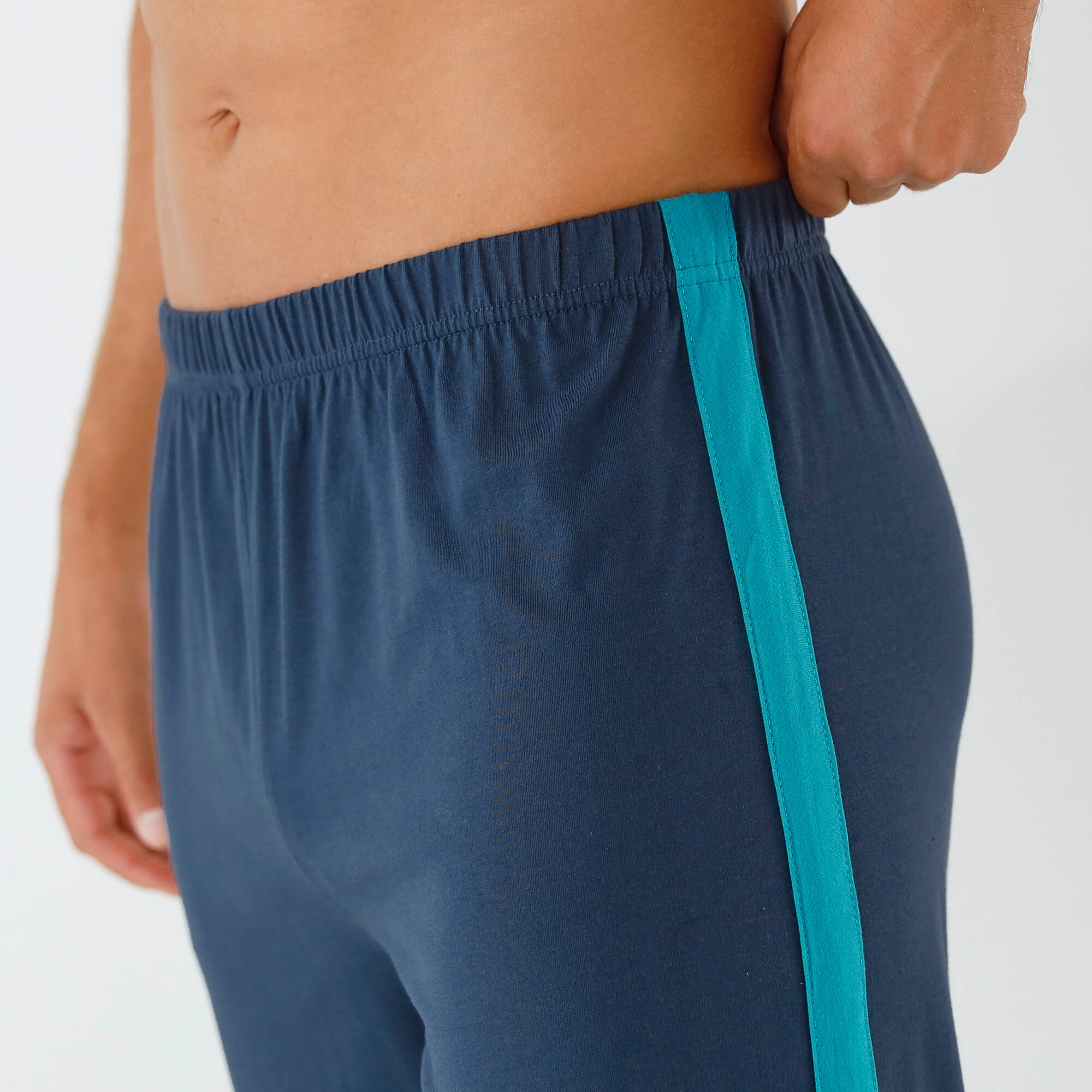 Pantalon pyjama uni bande contrastée