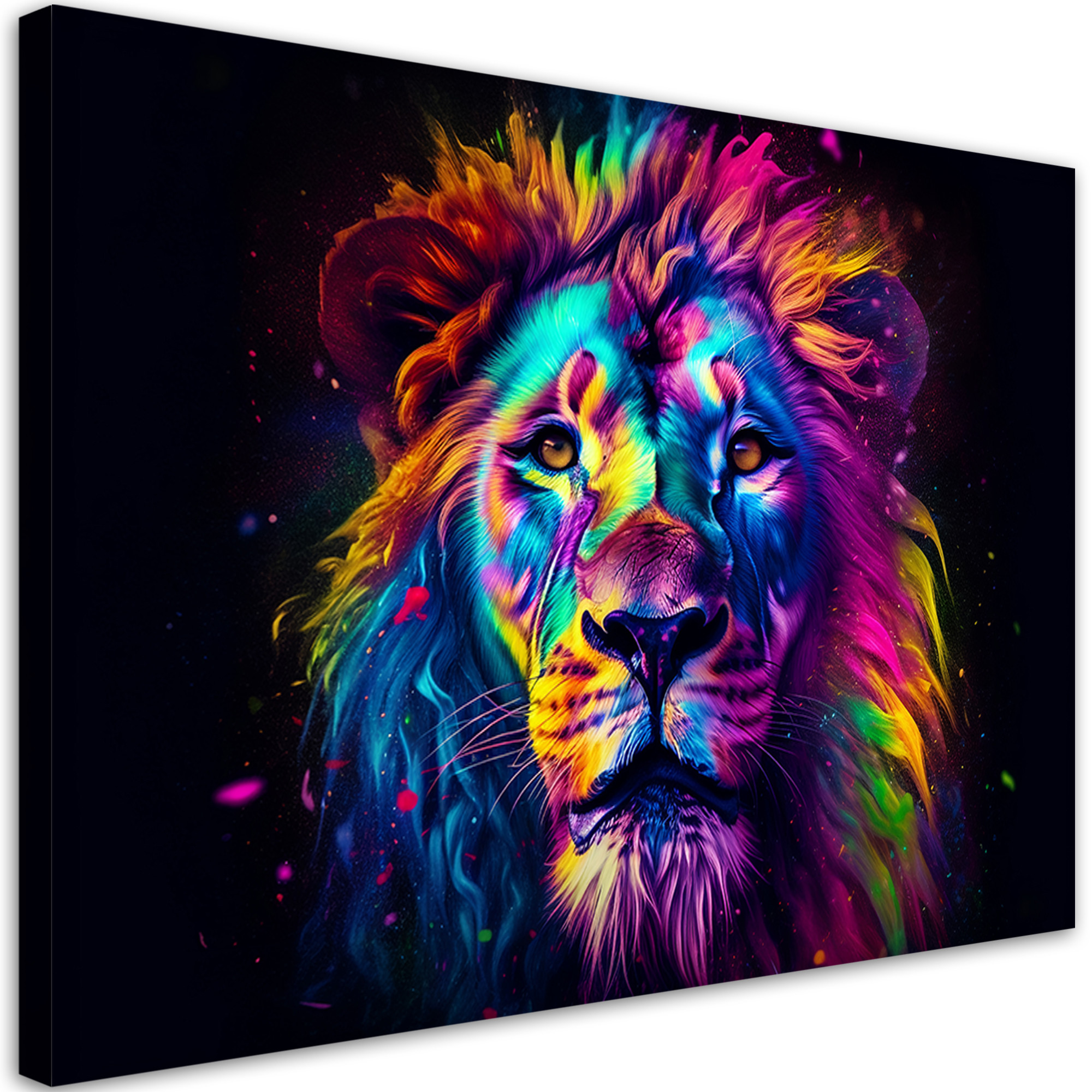 Feeby Obraz na płótnie, Kolorowy Neonowy Portret Lwa Ai 60x40